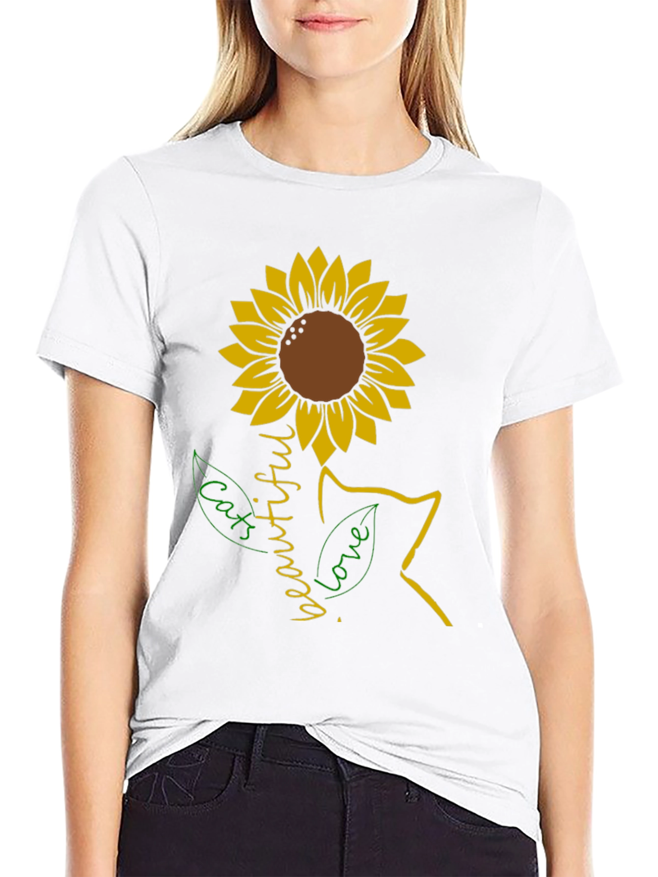 Sunflower Cat Lover T-Shirt