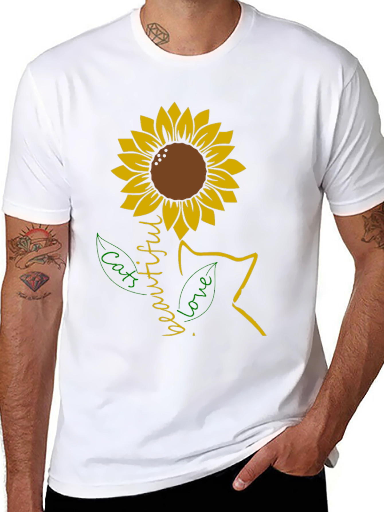 Sunflower Cat Lover T-Shirt