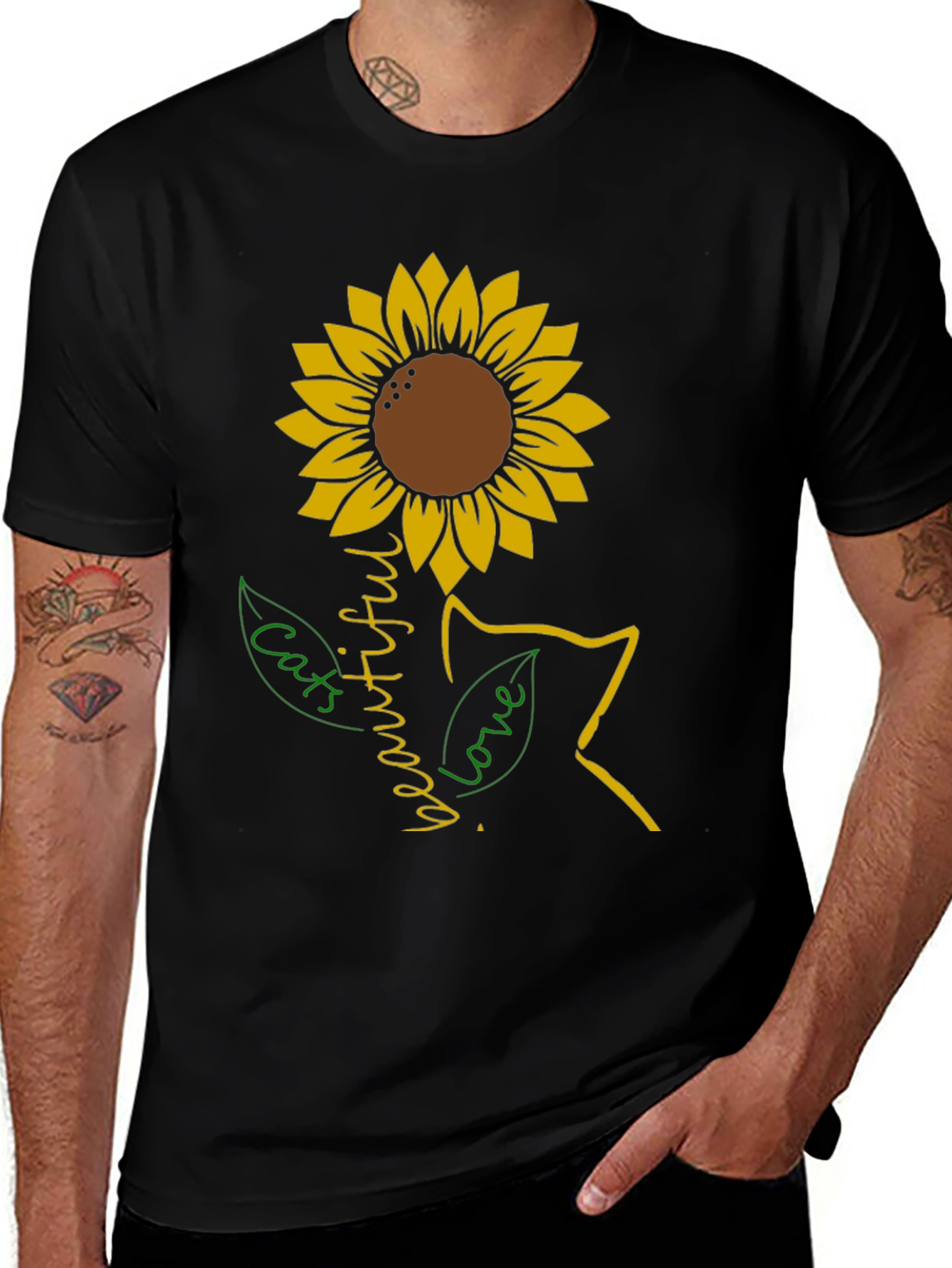 Sunflower Cat Lover T-Shirt