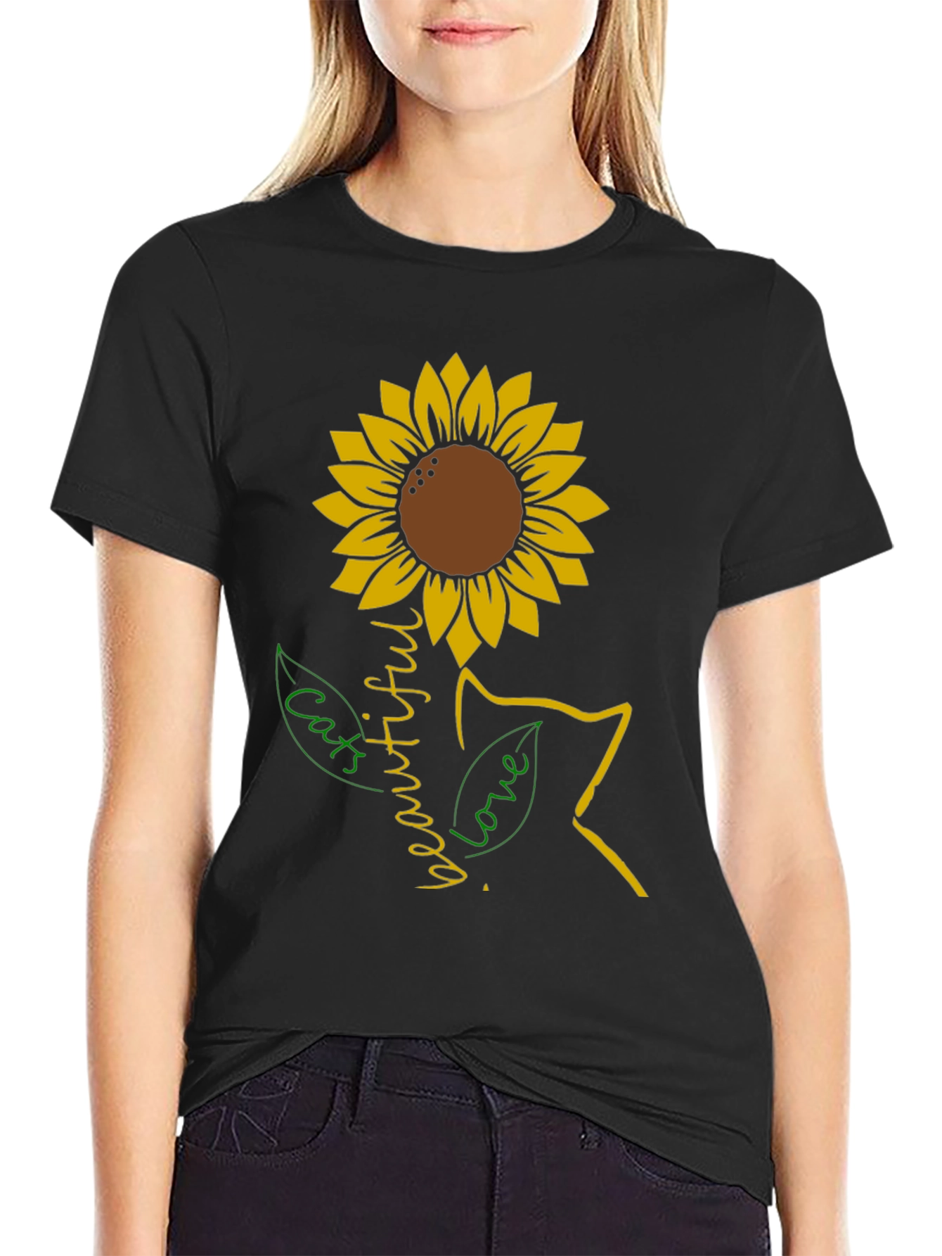 Sunflower Cat Lover T-Shirt
