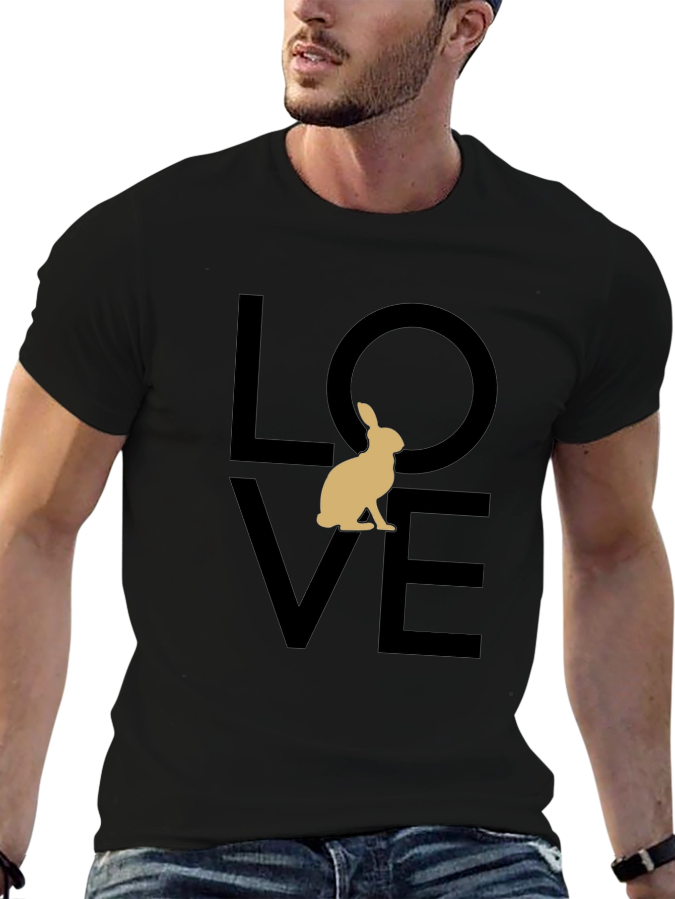 Love Rabbit Graphic Tee - Black Casual Shirt