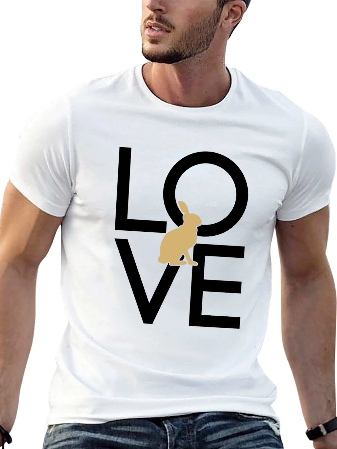 Love Rabbit Graphic Tee - Black Casual Shirt