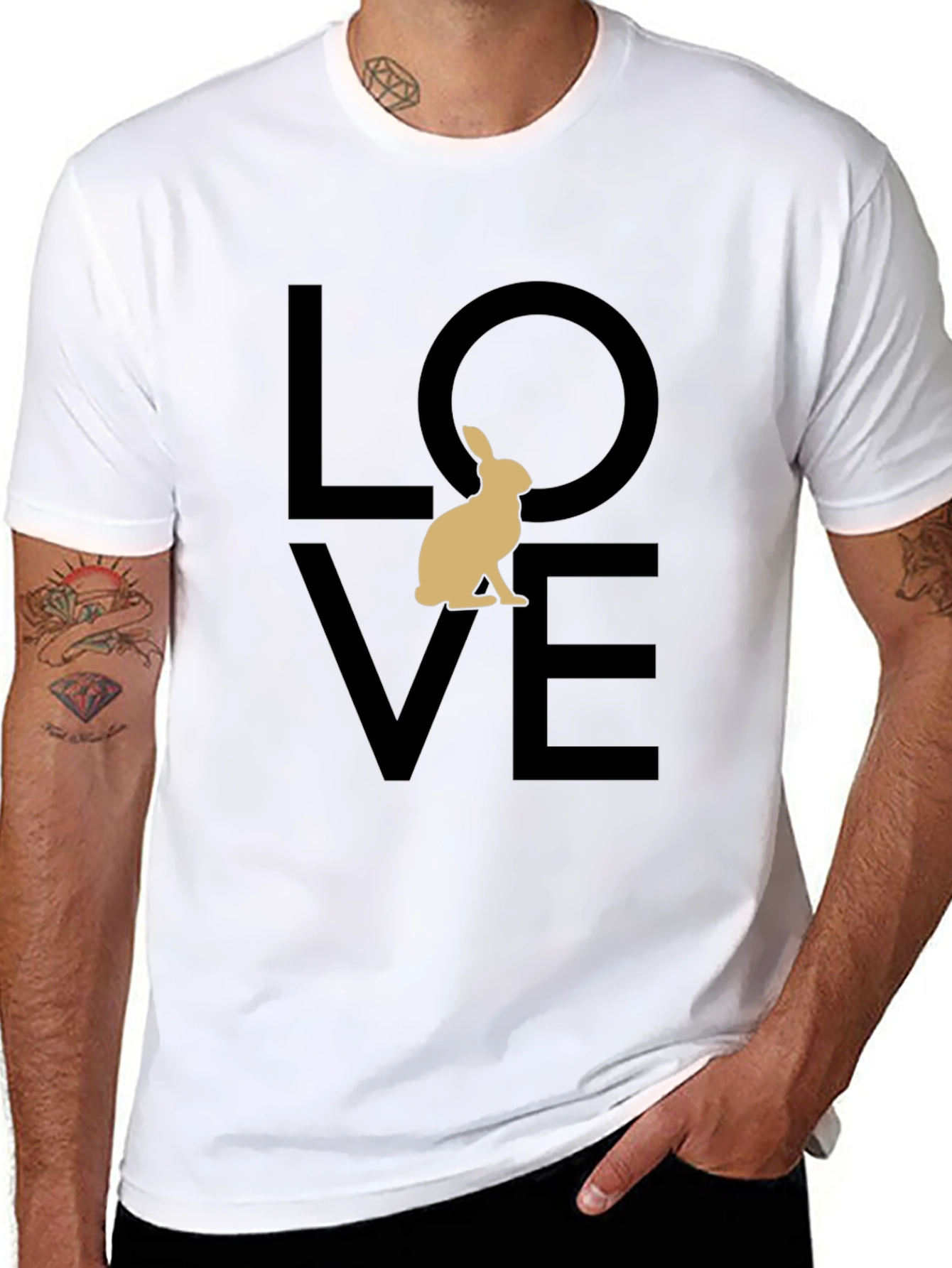 Love Rabbit Graphic Tee - Black Casual Shirt