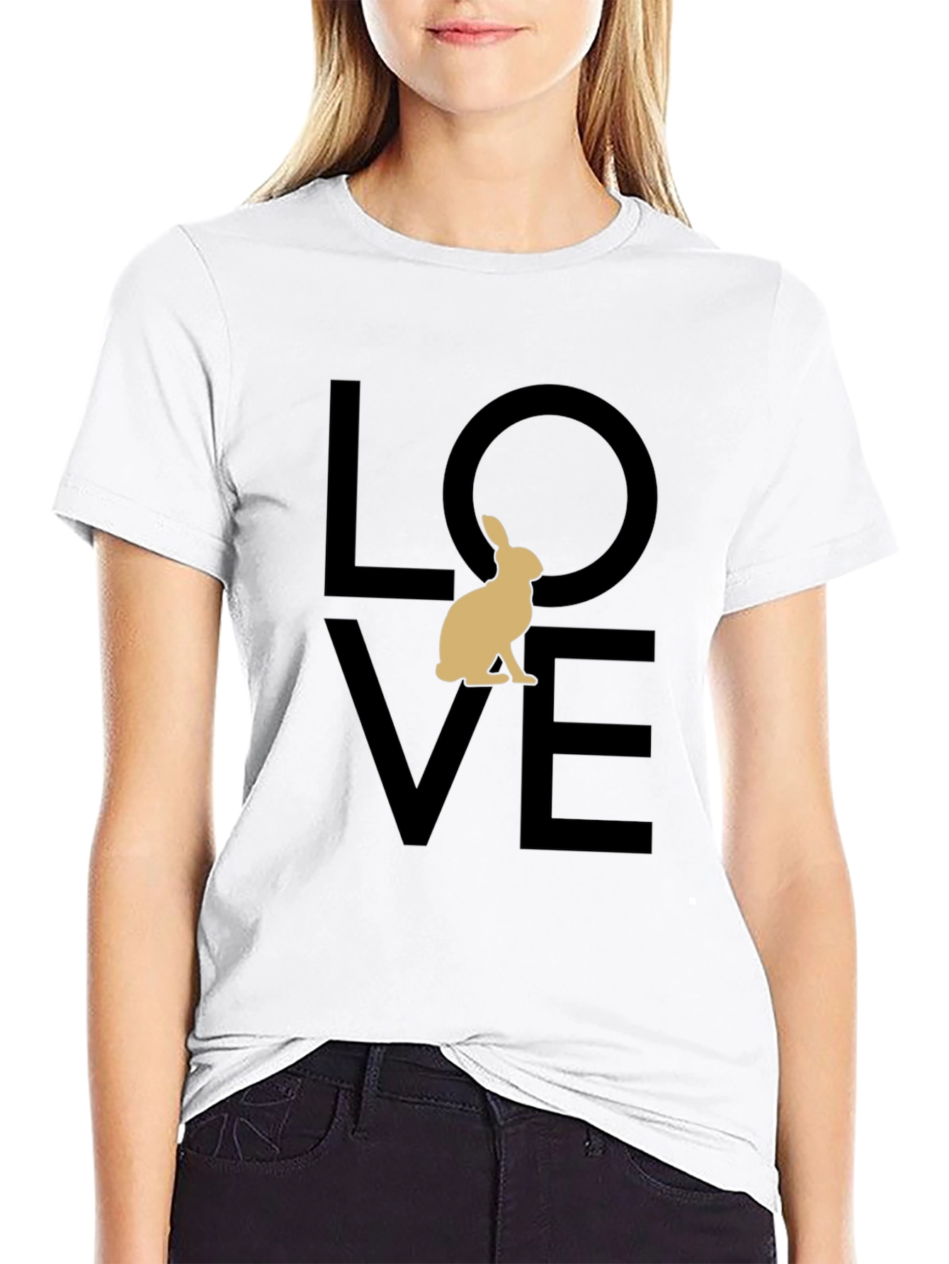 Love Rabbit Graphic Tee - Black Casual Shirt