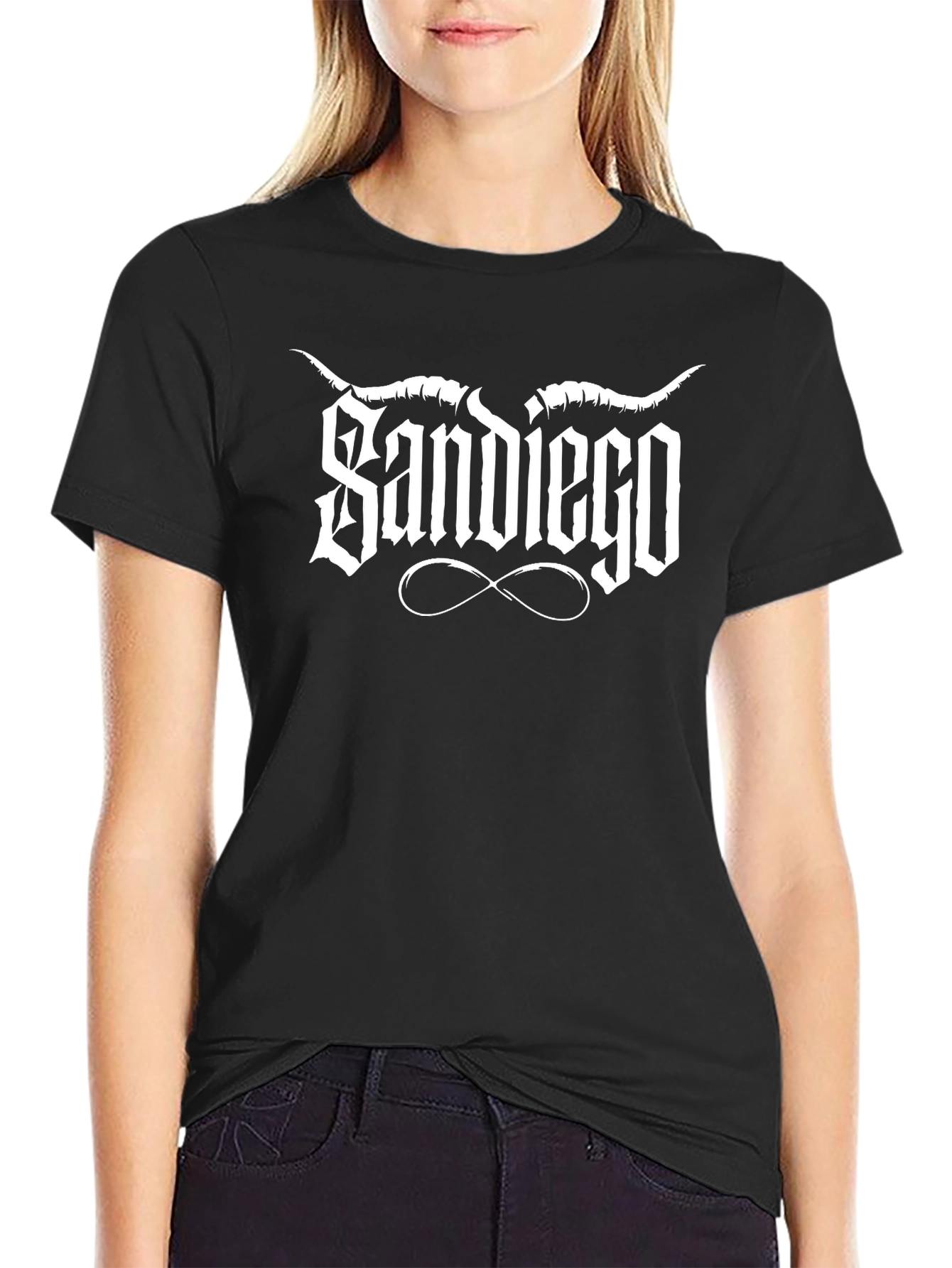Sandiego Graphic T-Shirt - Black Crew Neck