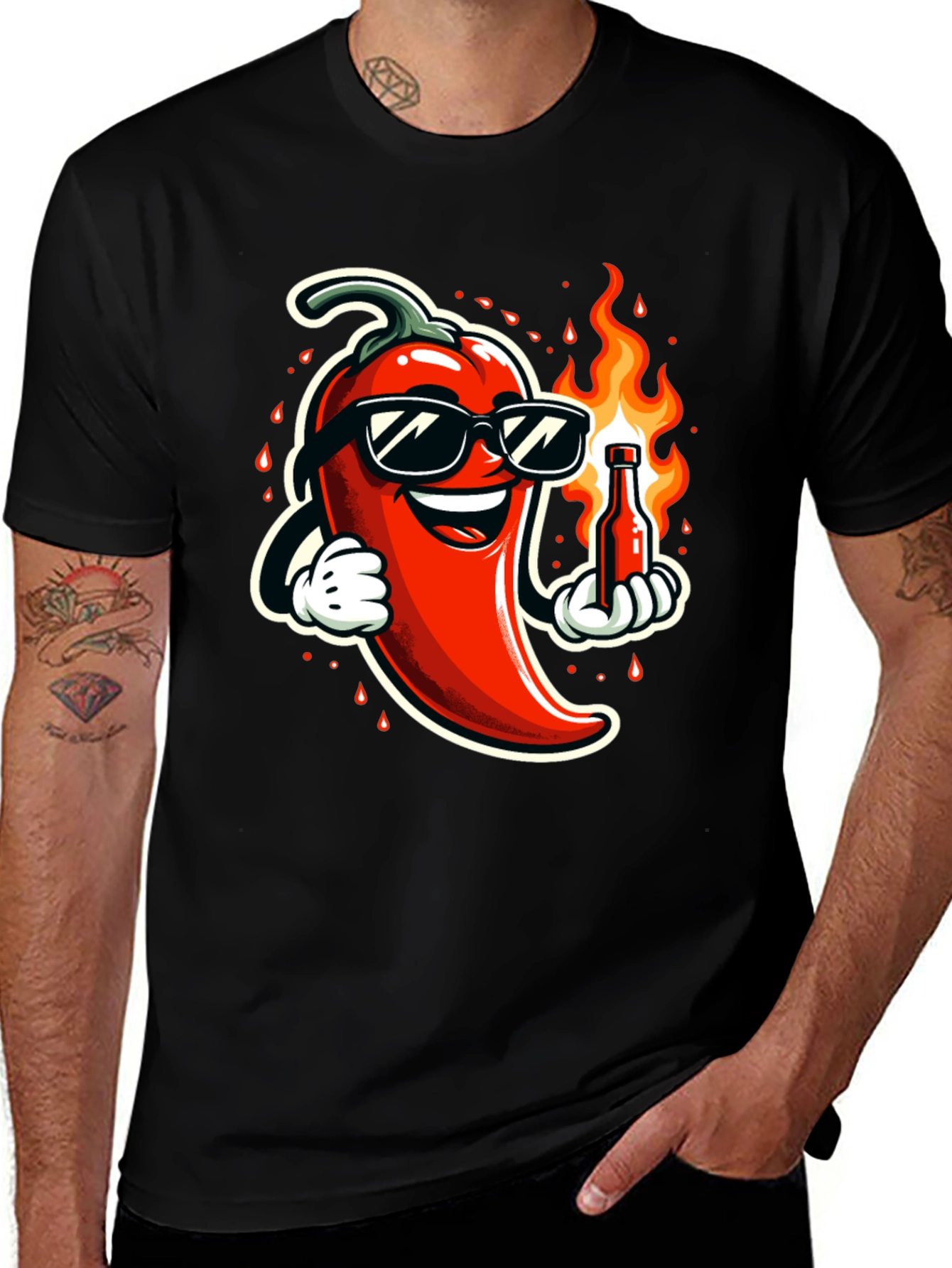 Spicy Chili Pepper Black T-Shirt
