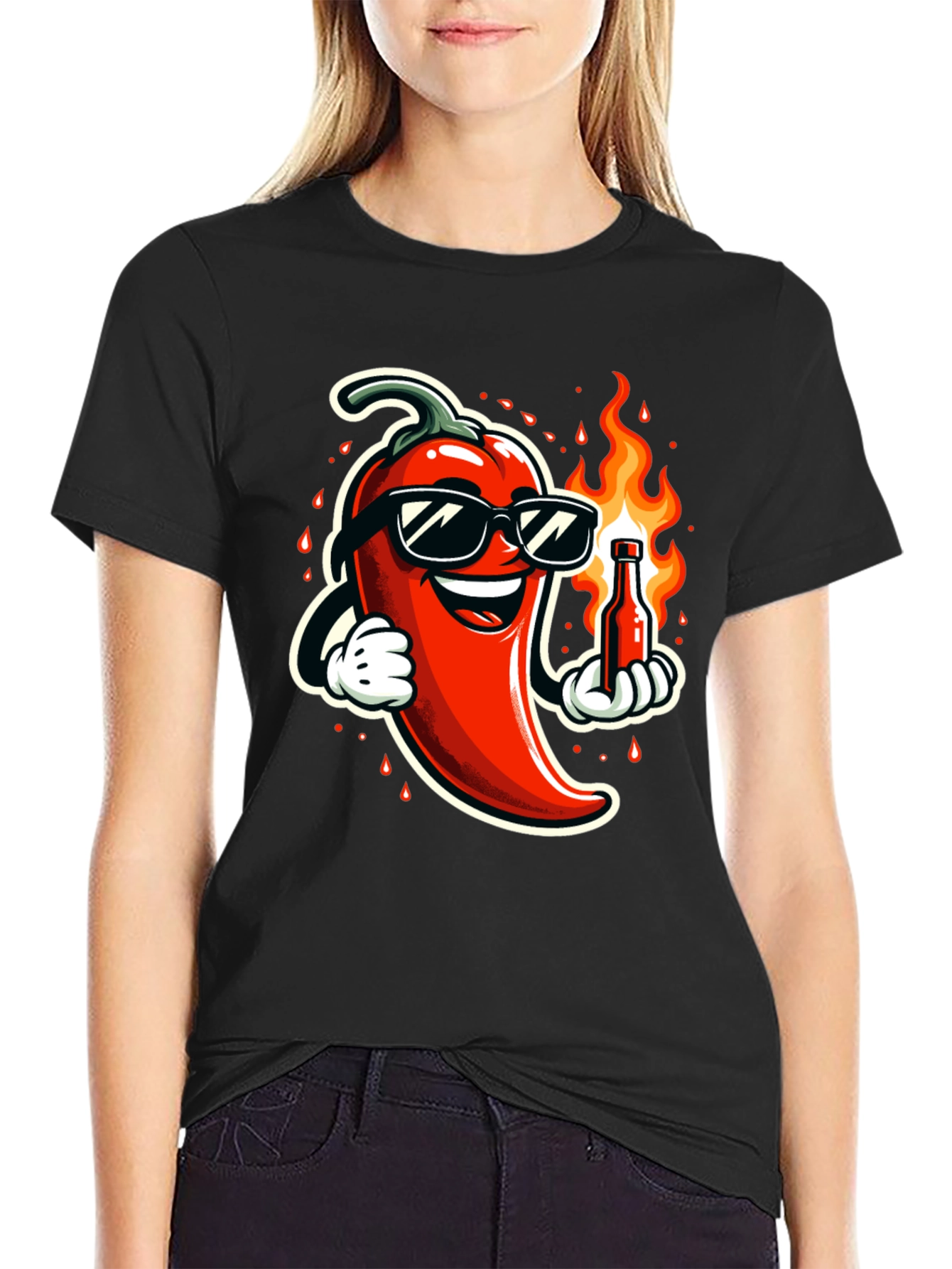 Spicy Chili Pepper Black T-Shirt