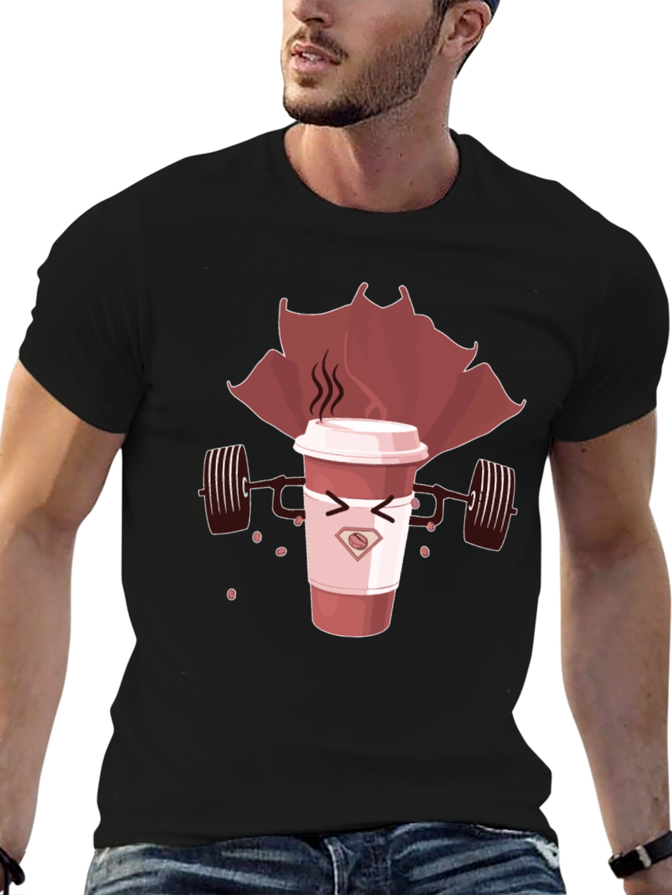 Superhero Coffee Black T-Shirt