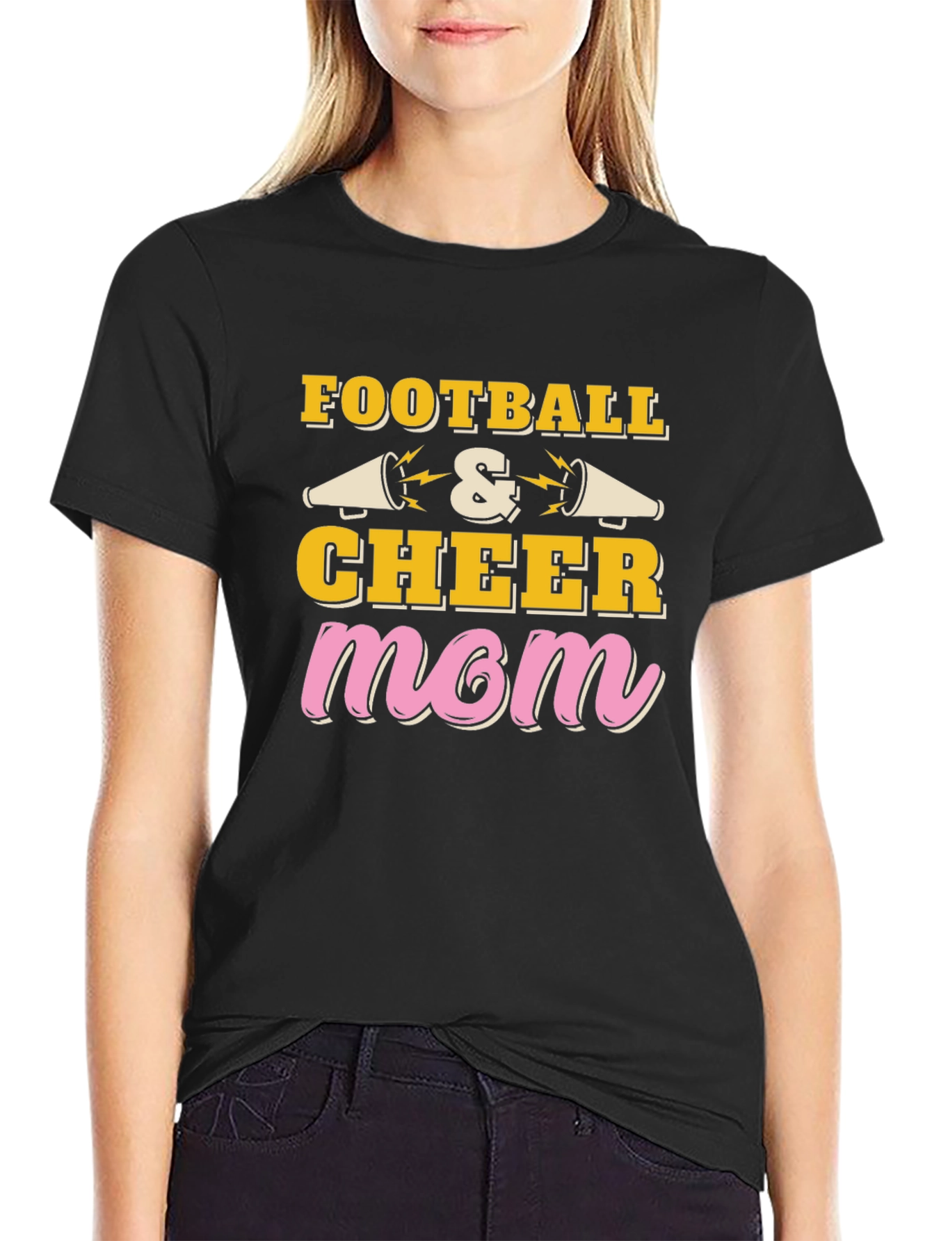 Football and Cheer Mom Graphic T-Shirt