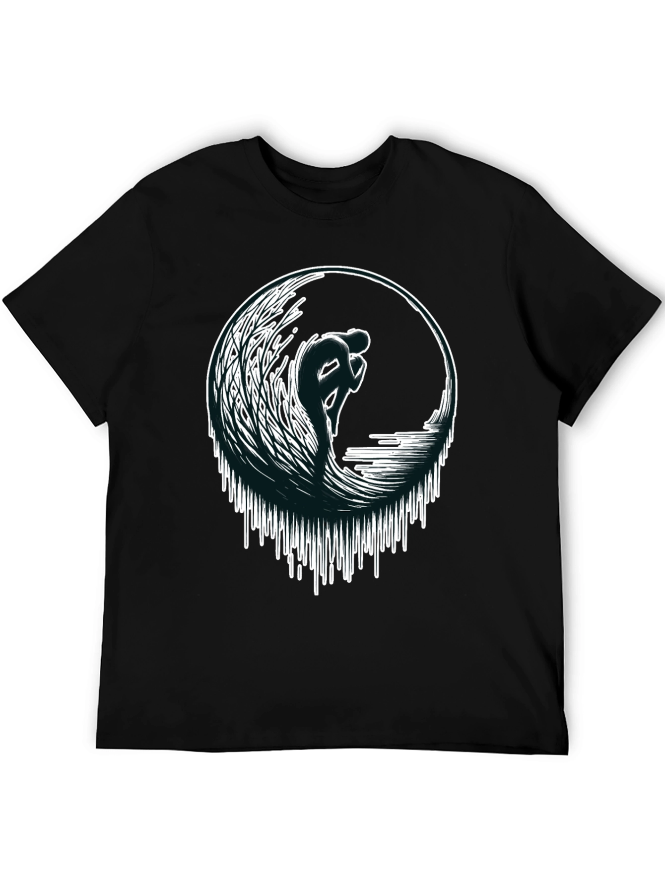 Wave Rider Graphic Tee - Black Cotton T-Shirt