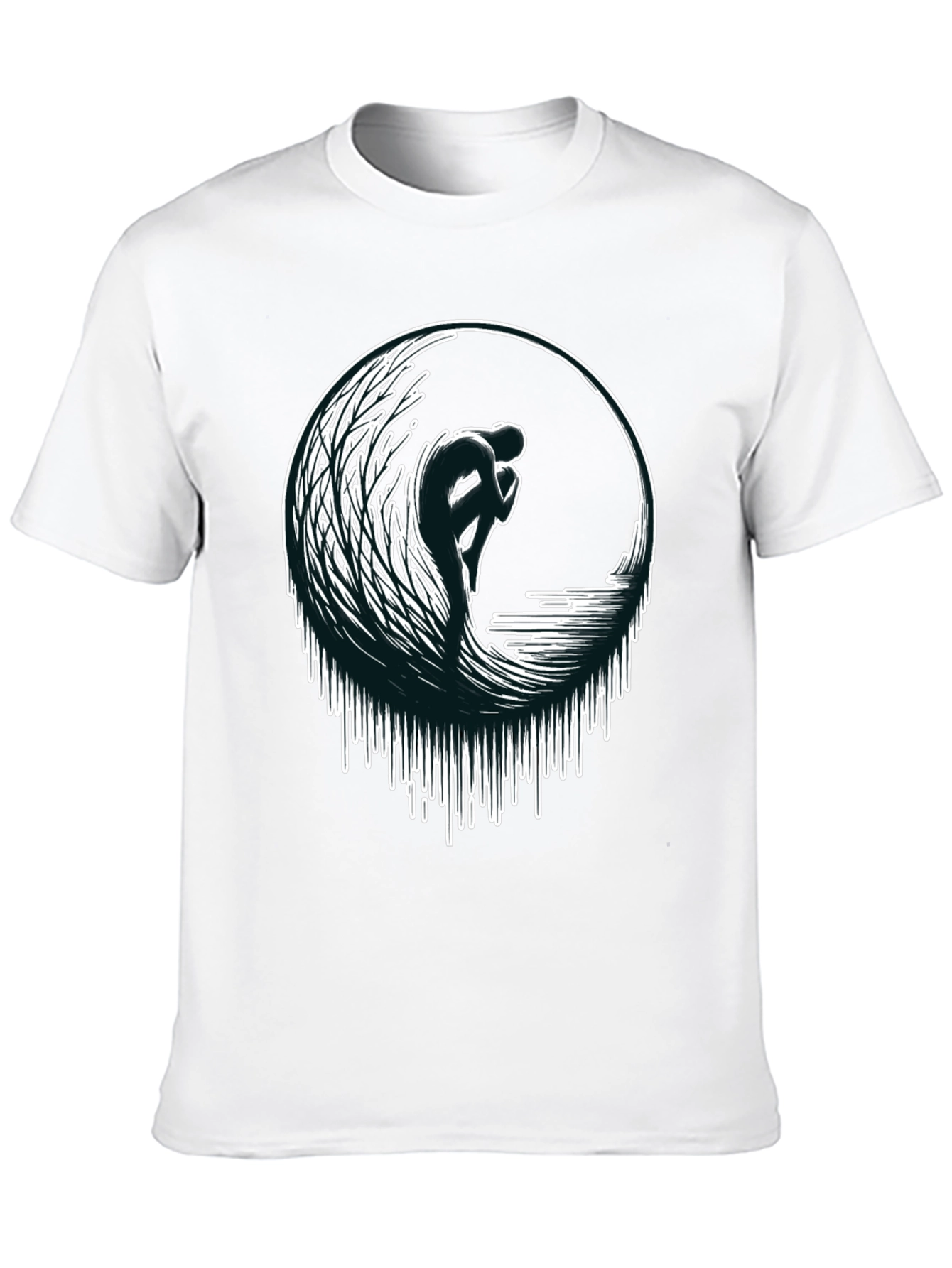 Wave Rider Graphic Tee - Black Cotton T-Shirt