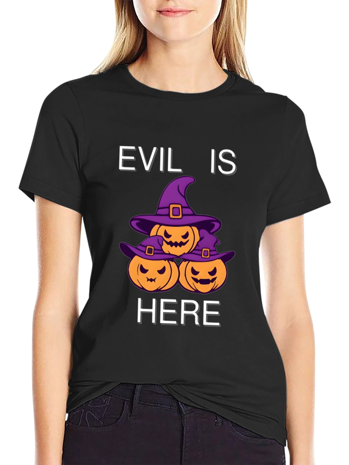 Evil Is Here Halloween Pumpkin T-Shirt