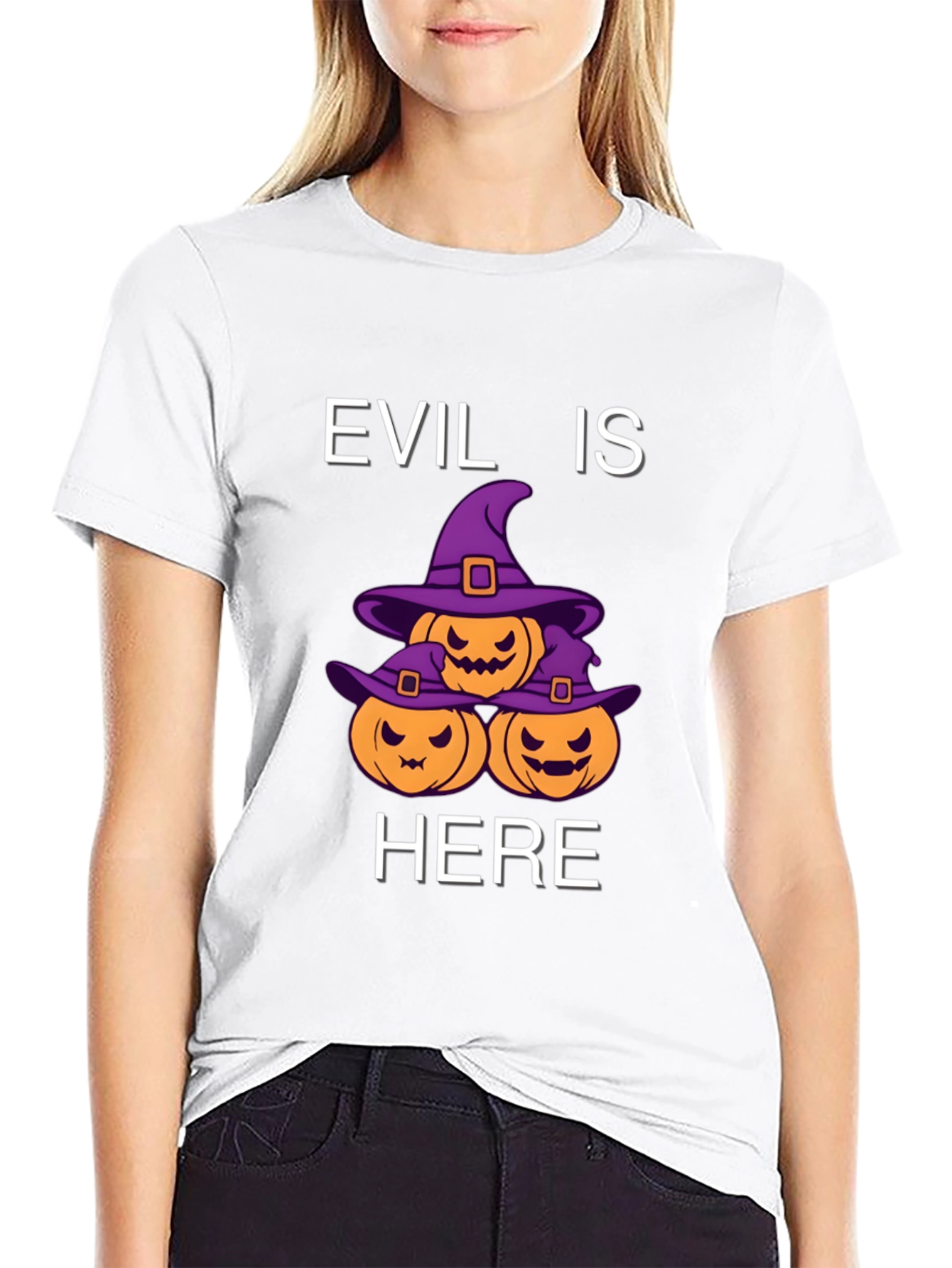 Evil Is Here Halloween Pumpkin T-Shirt
