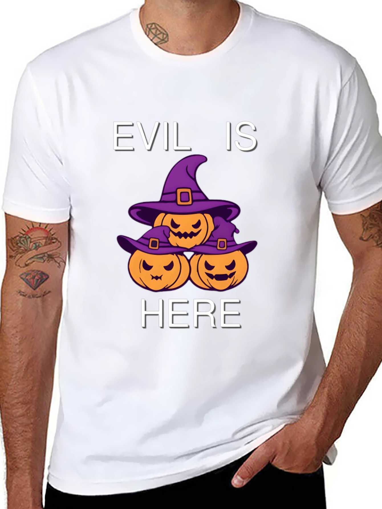 Evil Is Here Halloween Pumpkin T-Shirt