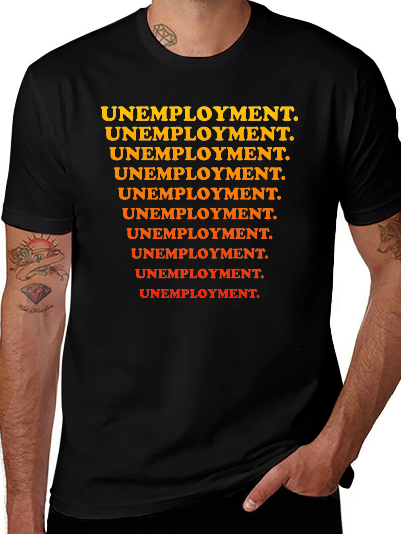 Unemployment Pattern Tee - Black Graphic T-Shirt