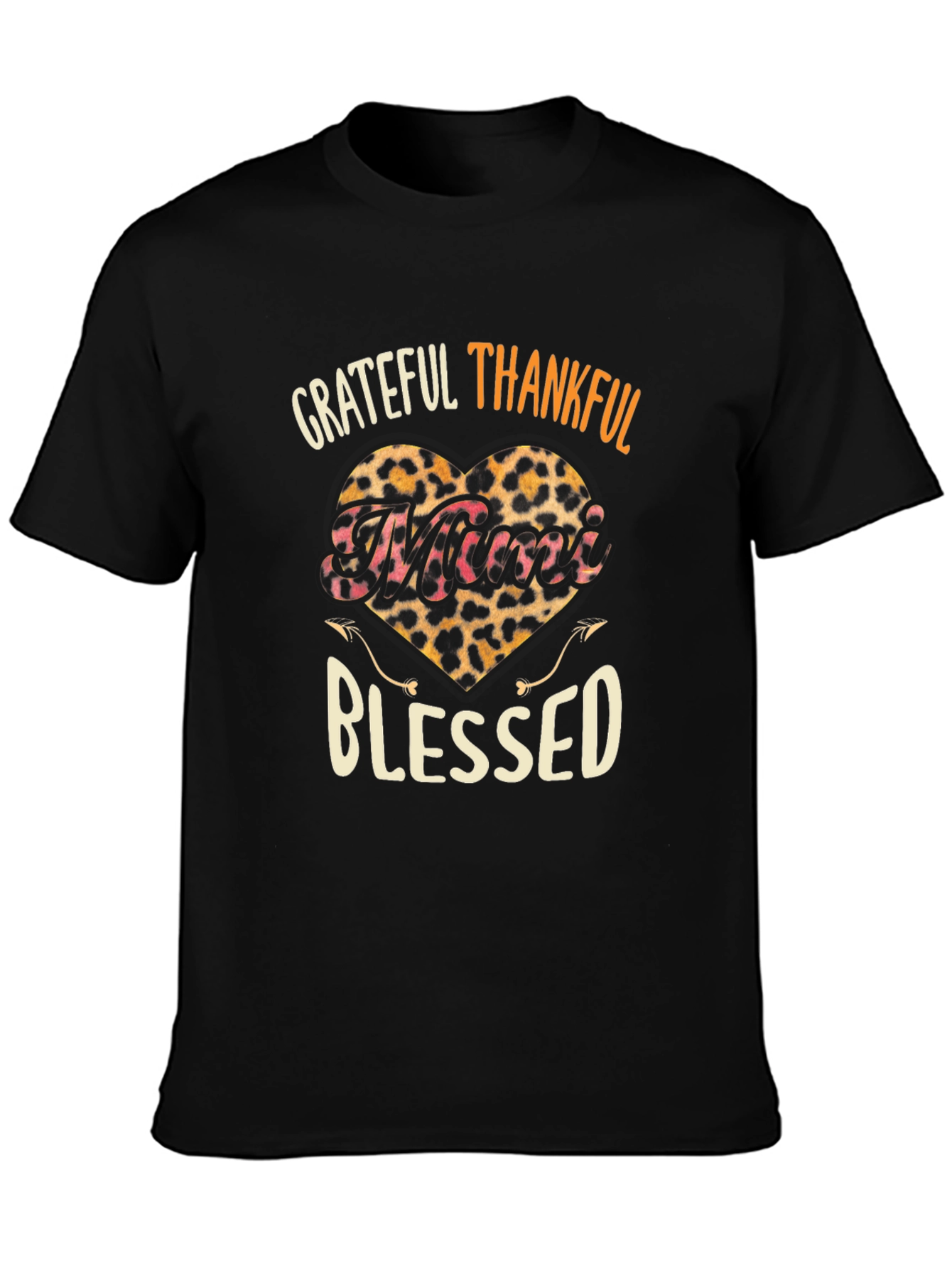 Grateful Thankful Blessed Leopard Print Heart T-Shirt