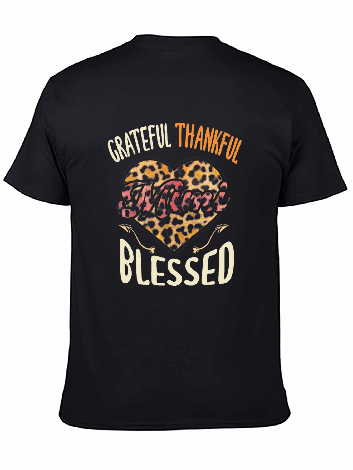 Grateful Thankful Blessed Leopard Print Heart T-Shirt