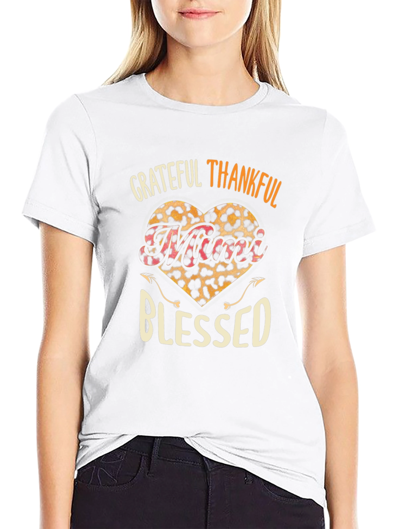Grateful Thankful Blessed Leopard Print Heart T-Shirt