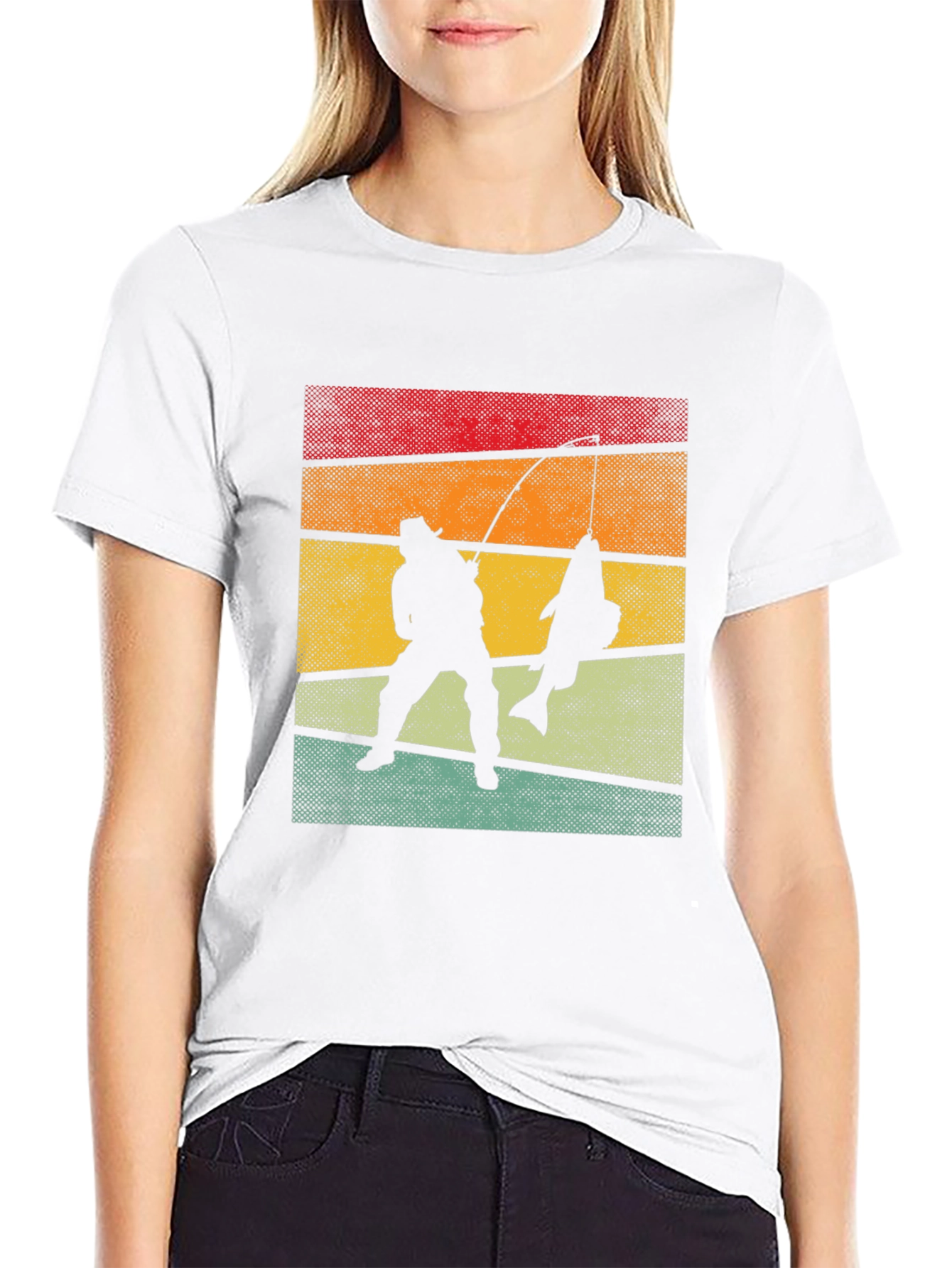 Retro Fishing T-Shirt Fisherman Silhouette Tee