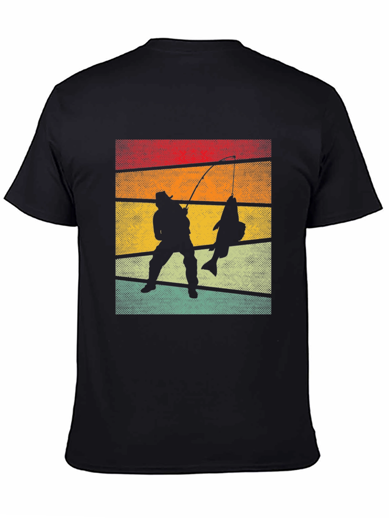 Retro Fishing T-Shirt Fisherman Silhouette Tee