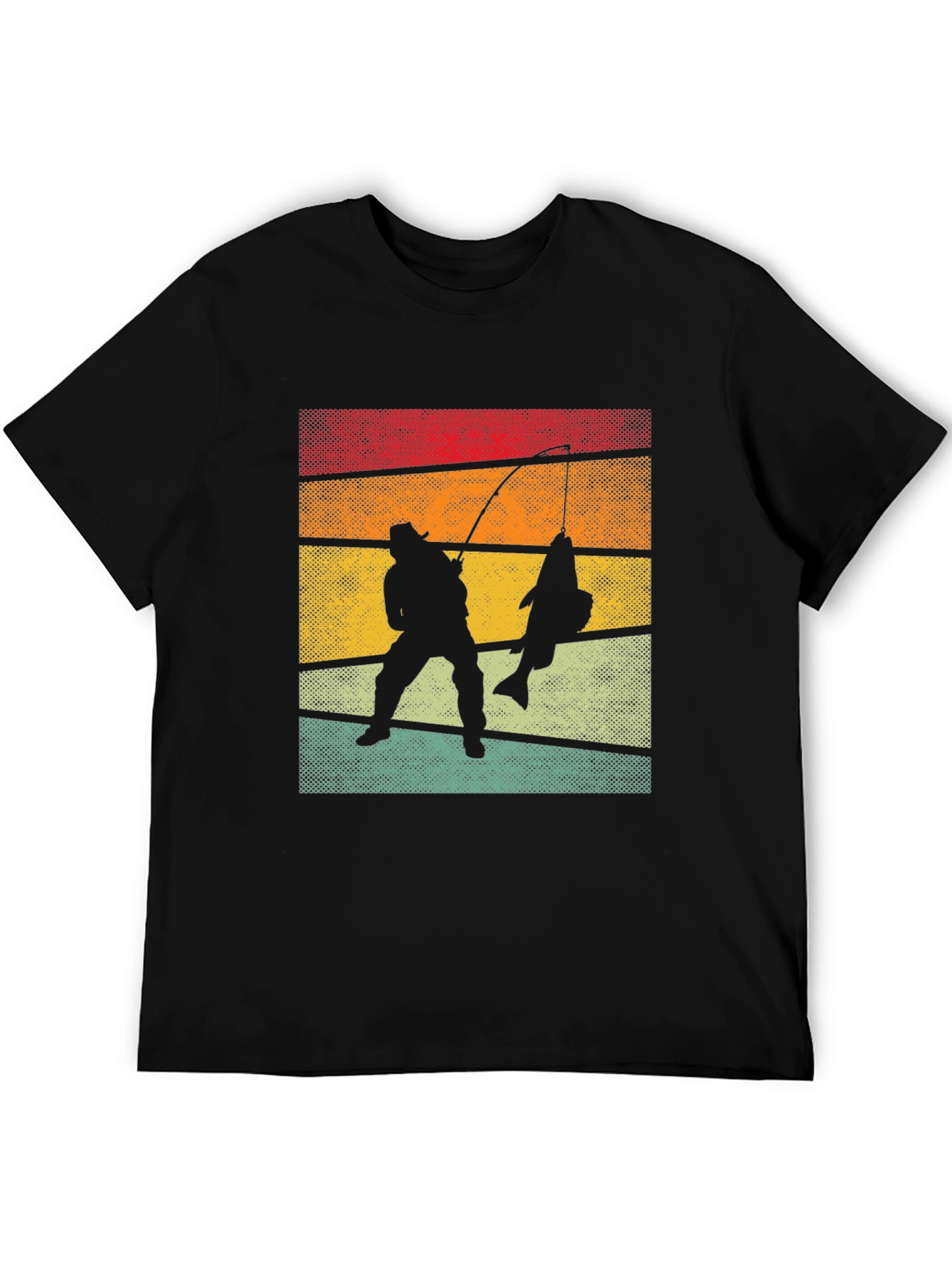 Retro Fishing T-Shirt Fisherman Silhouette Tee