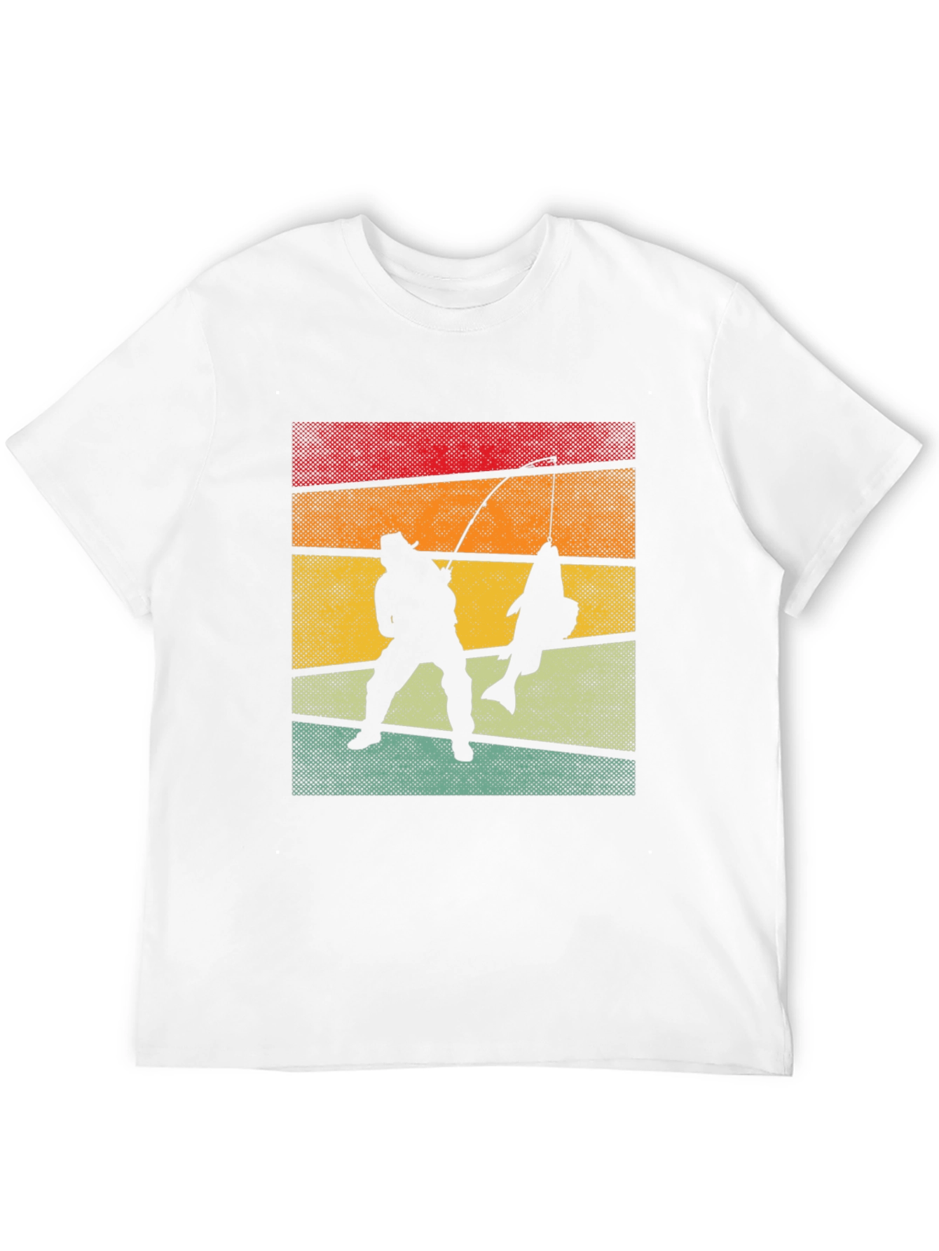 Retro Fishing T-Shirt Fisherman Silhouette Tee