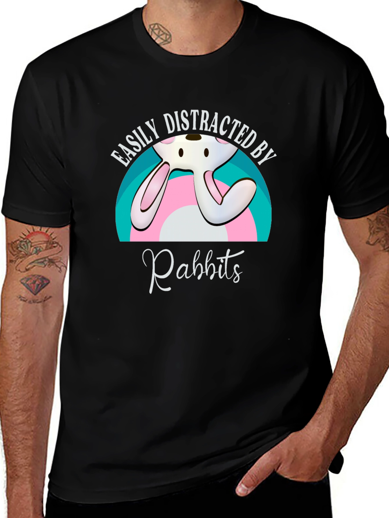 Easily Distracted By Rabbits Graphic T-Shirt