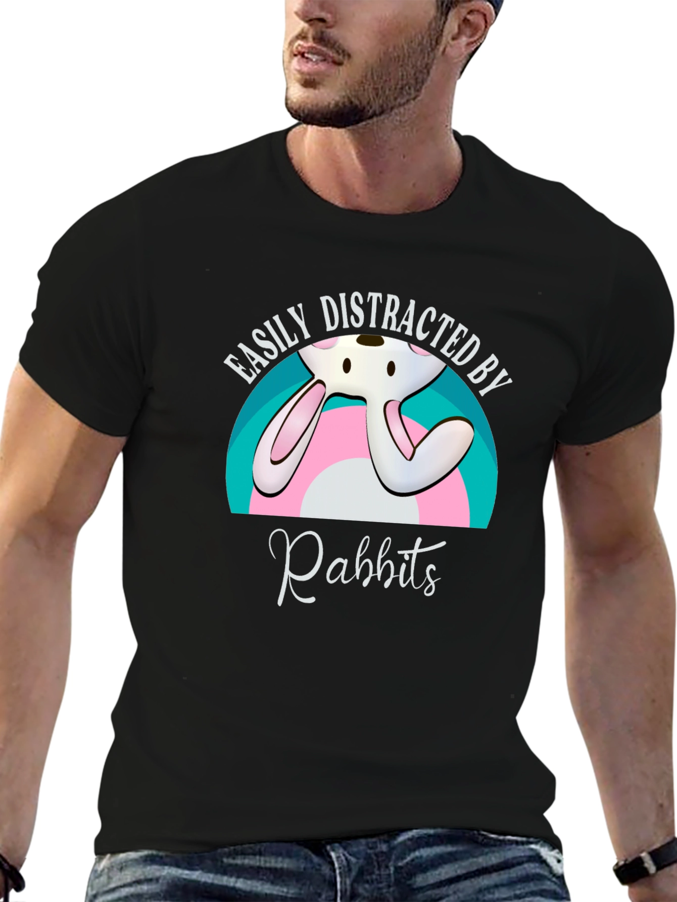 Easily Distracted By Rabbits Graphic T-Shirt