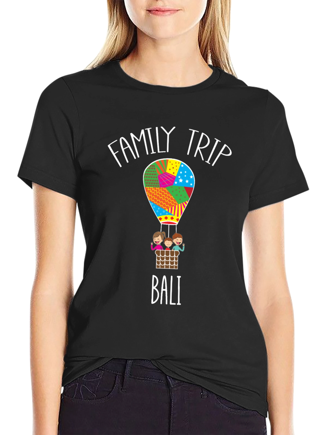 Family Trip Bali Hot Air Balloon Graphic T-Shirt