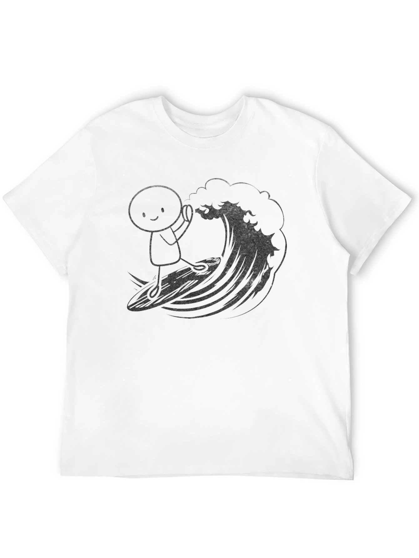 Surfing Cartoon Graphic Tee - Black