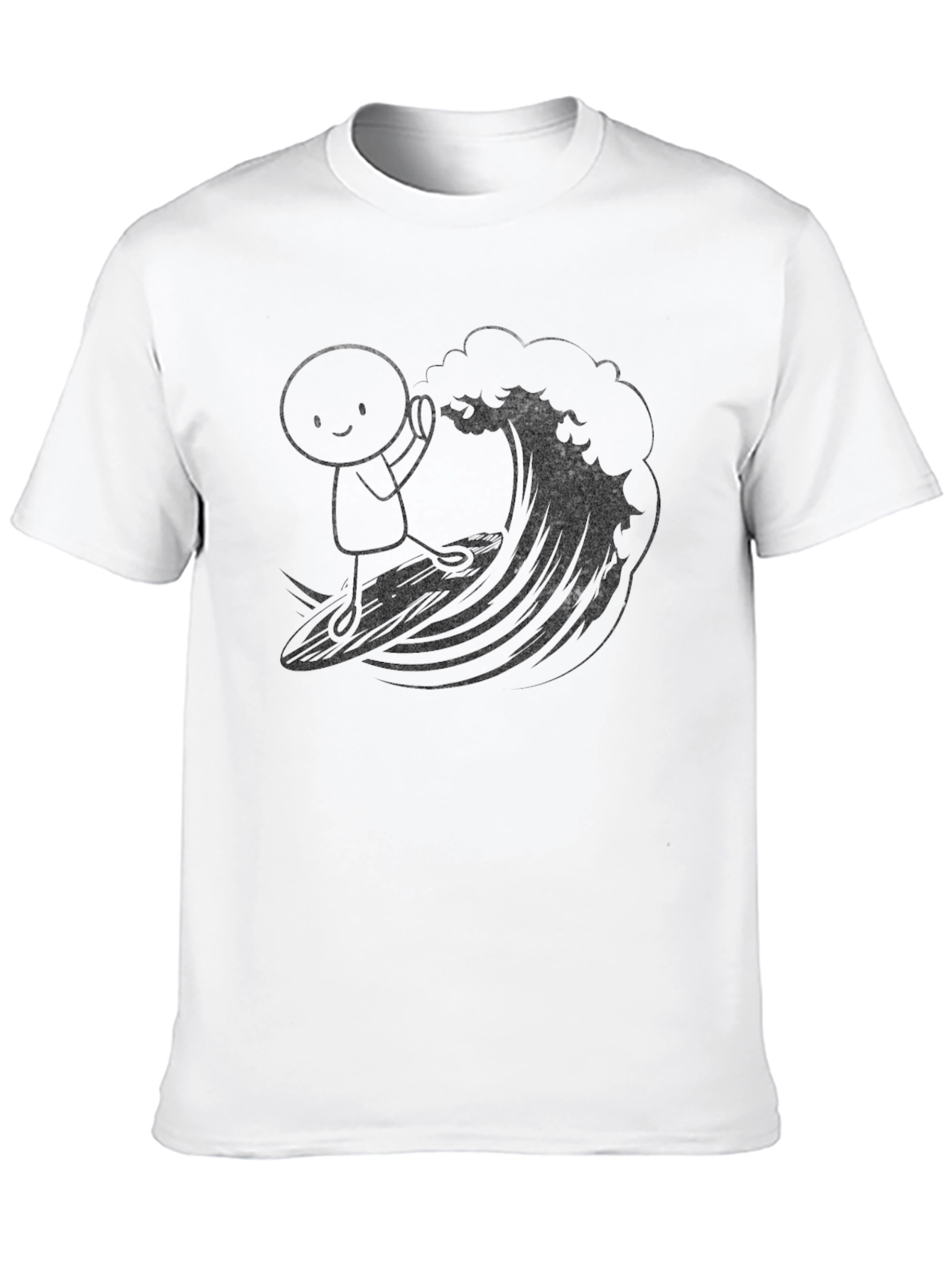Surfing Cartoon Graphic Tee - Black