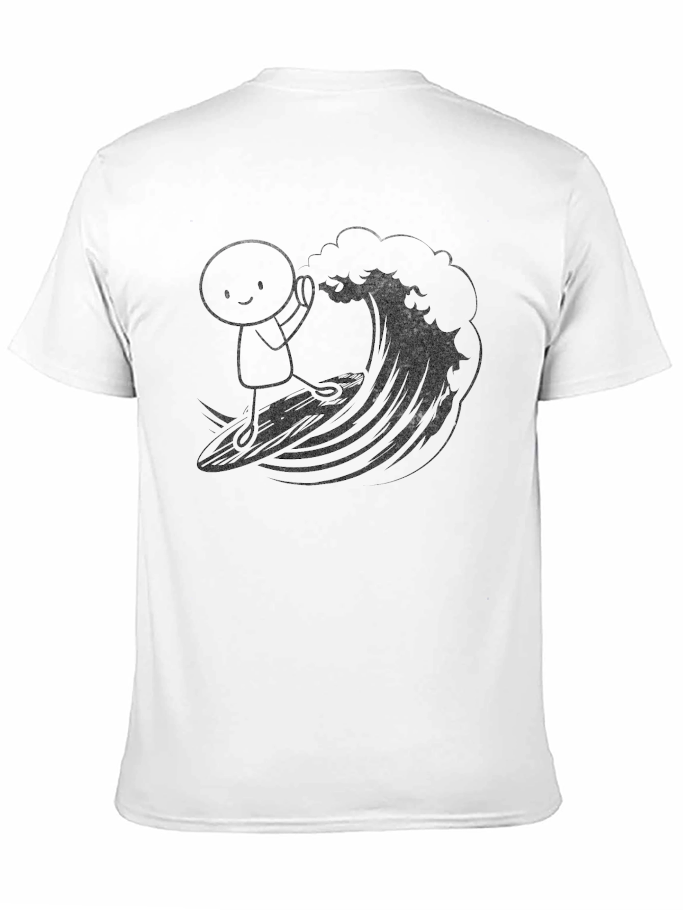 Surfing Cartoon Graphic Tee - Black