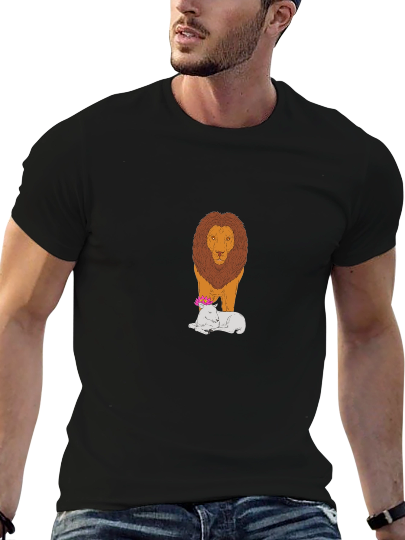 Lion and Lamb Graphic Tee - Black