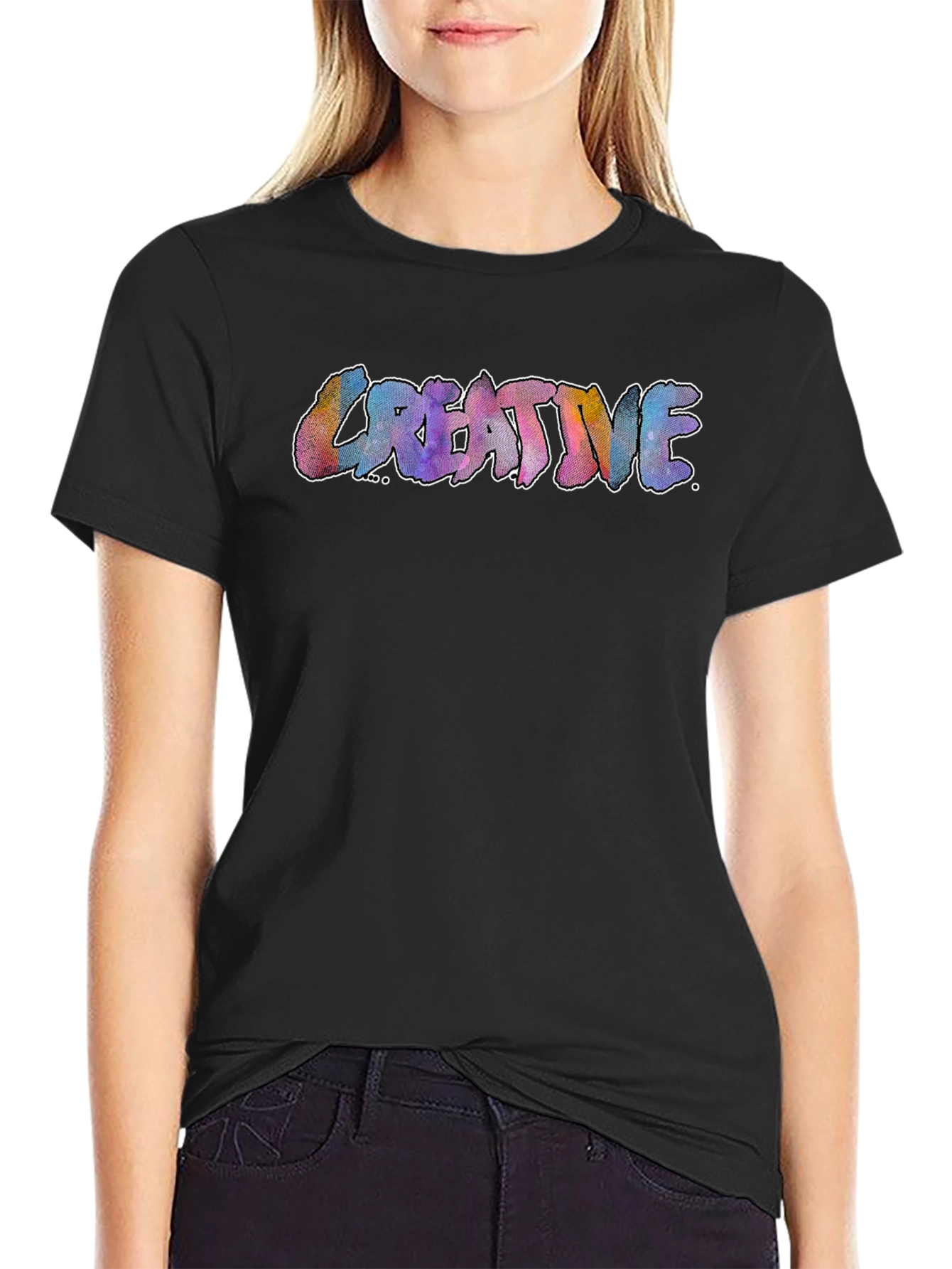 Creative Graphic Print Black T-Shirt