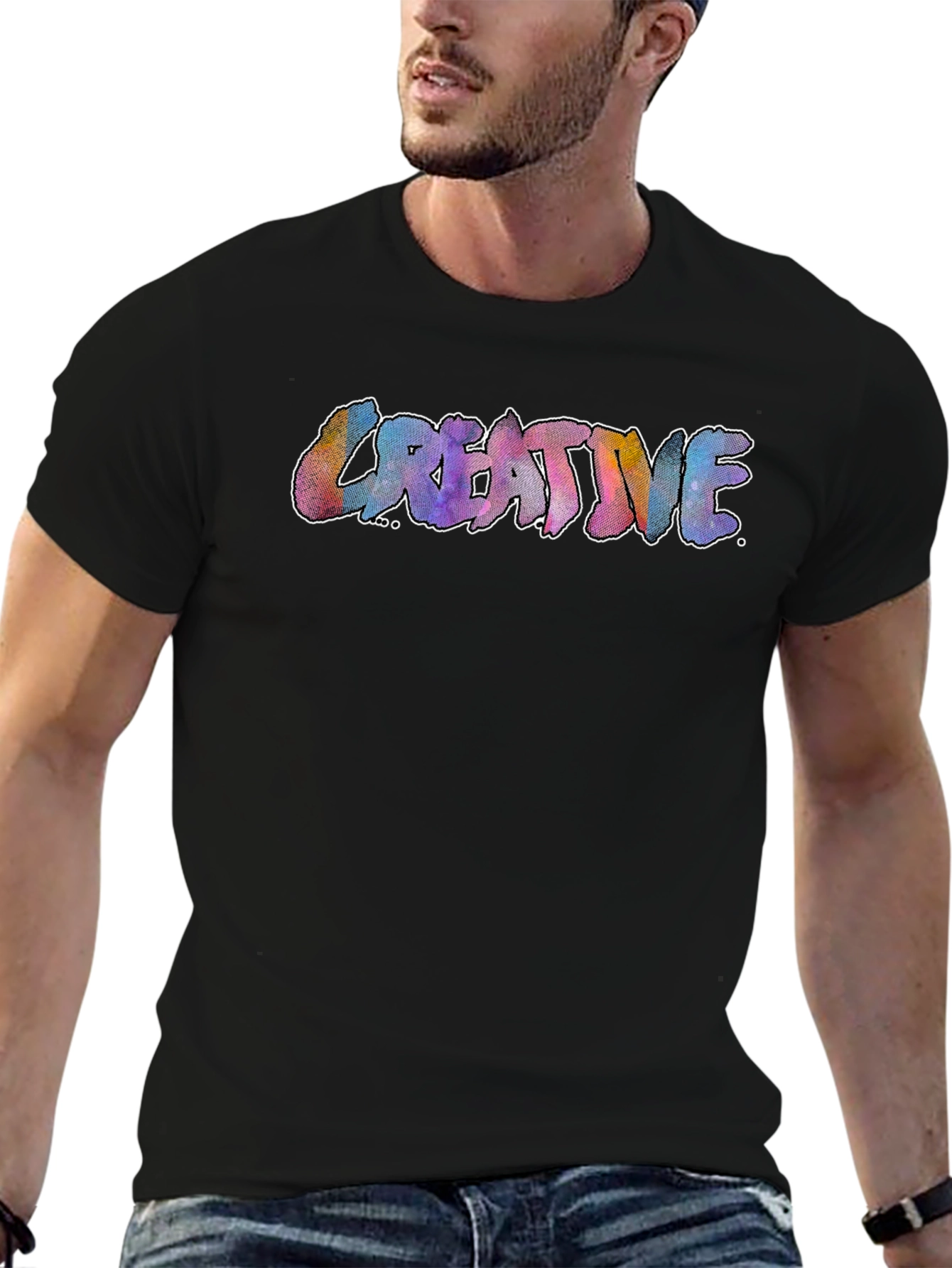 Creative Graphic Print Black T-Shirt