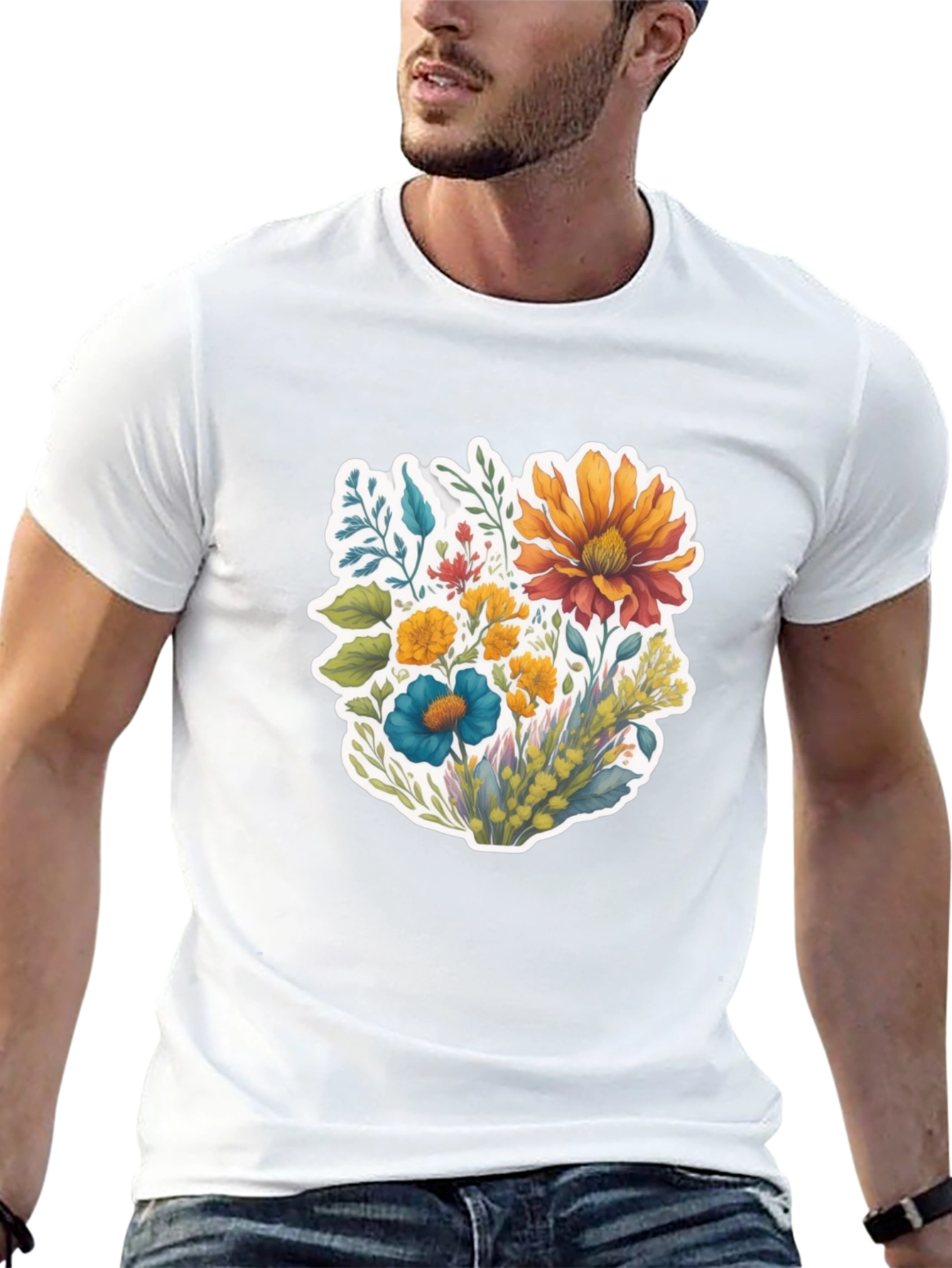 Floral Bouquet Graphic T-Shirt - Black