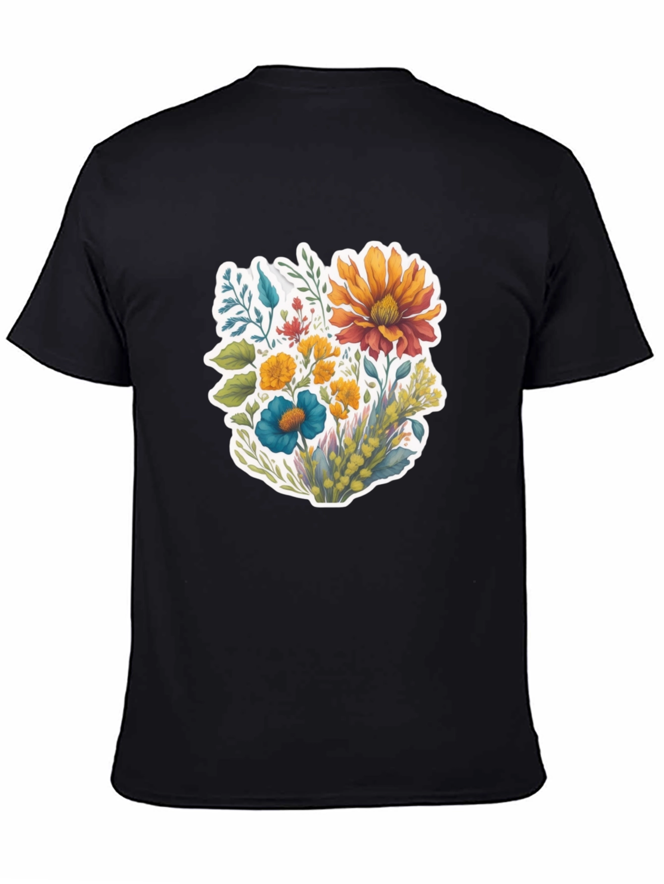 Floral Bouquet Graphic T-Shirt - Black