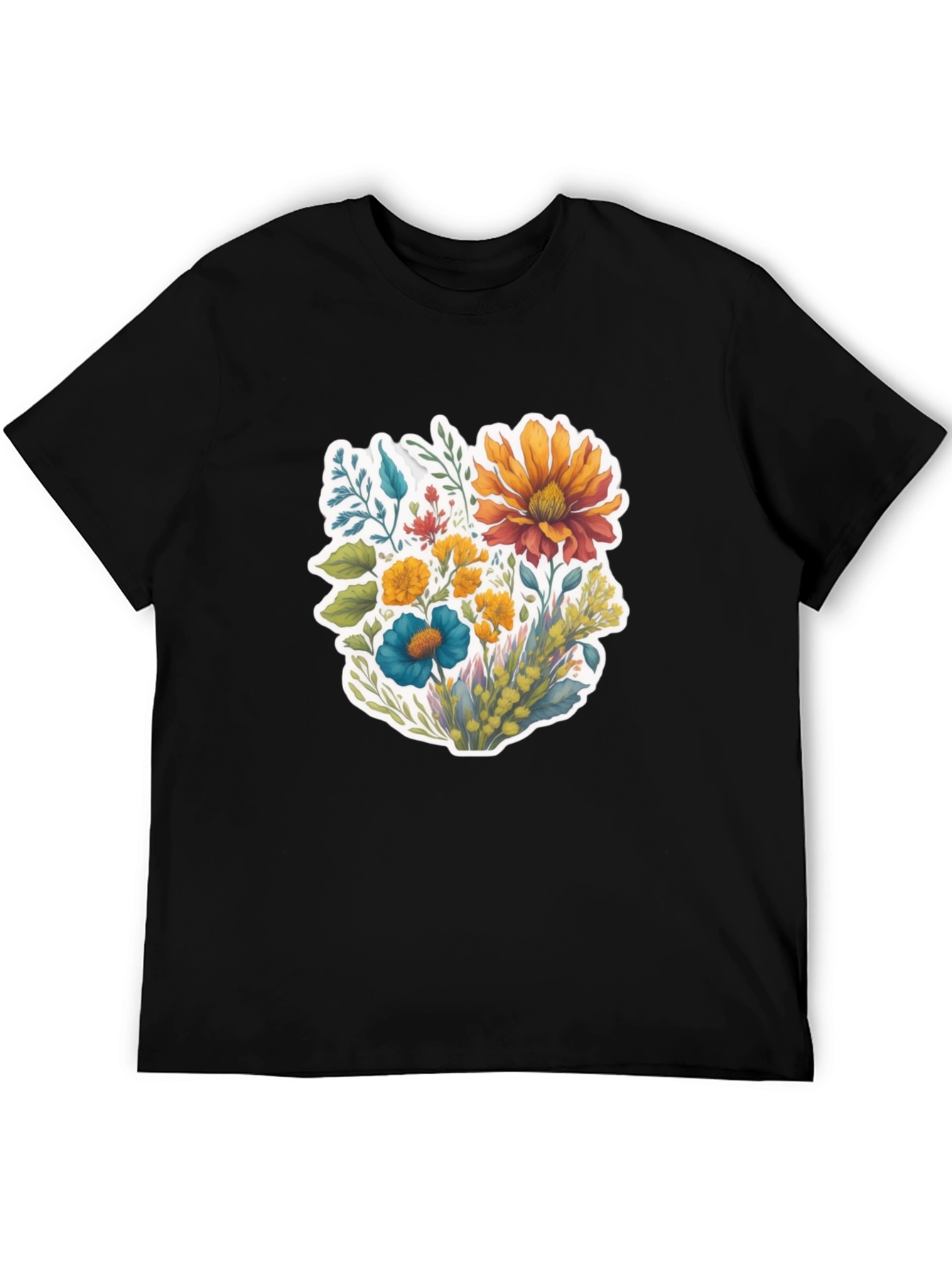Floral Bouquet Graphic T-Shirt - Black