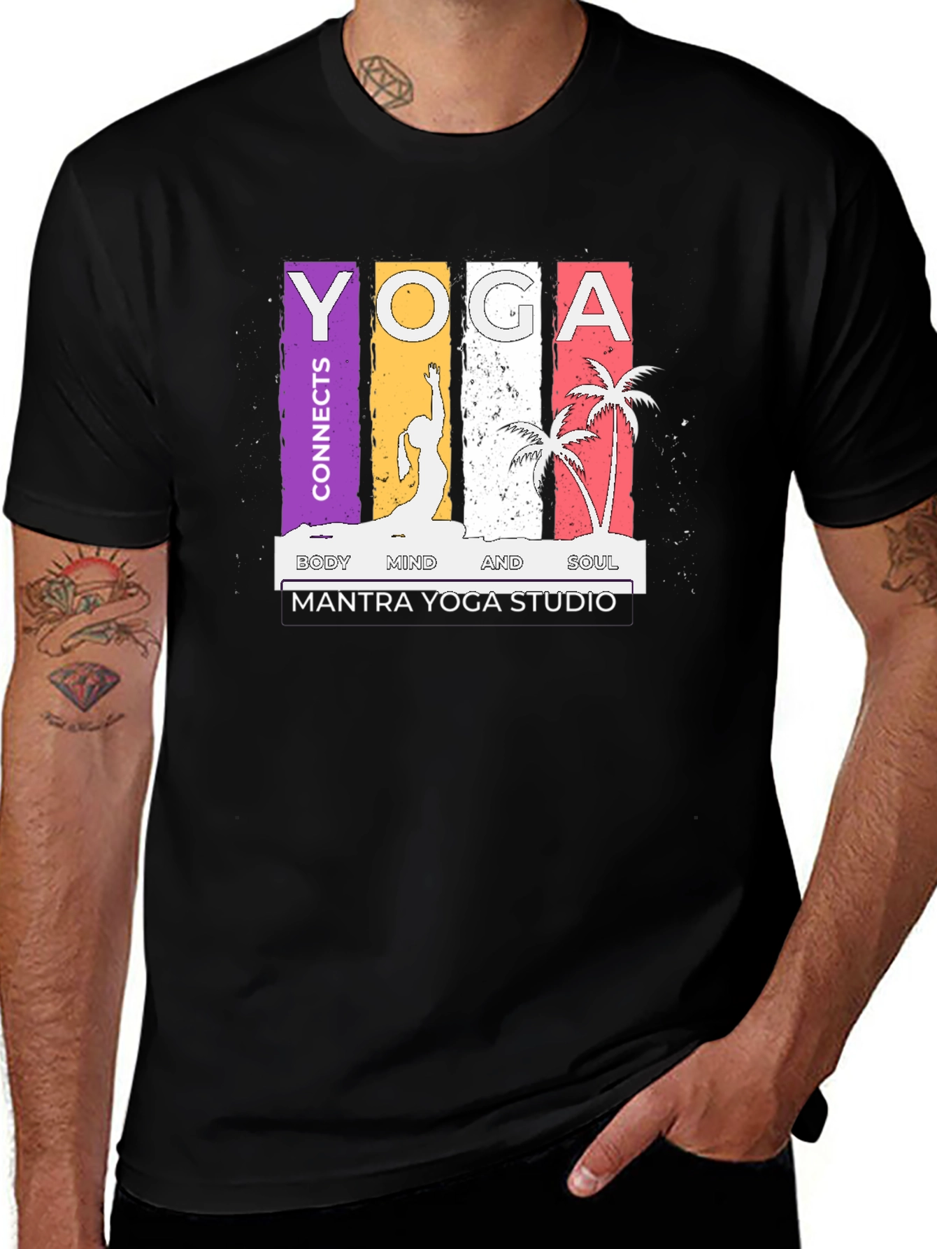 Yoga Connects Graphic T-Shirt - Body Mind Soul