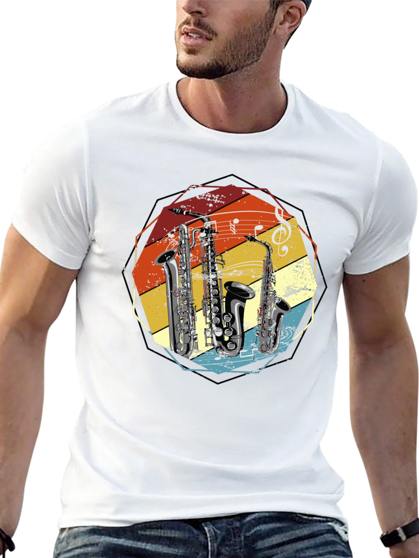 Saxophone Music Retro T-Shirt - Musician Gift