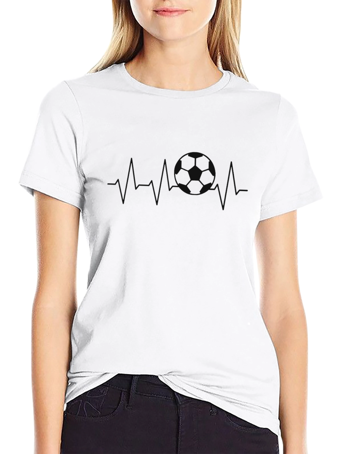 Soccer Heartbeat T-Shirt - Black