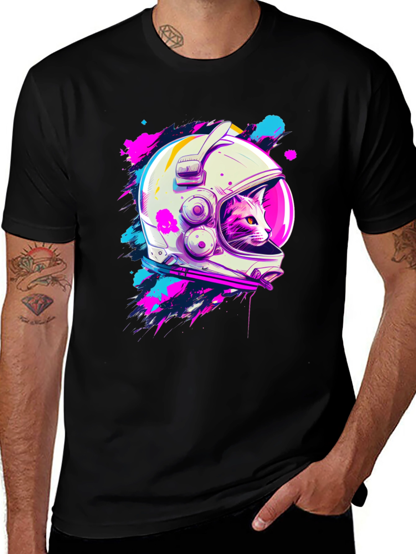 Astronaut Cat Graphic T-Shirt - Space Kitty Tee