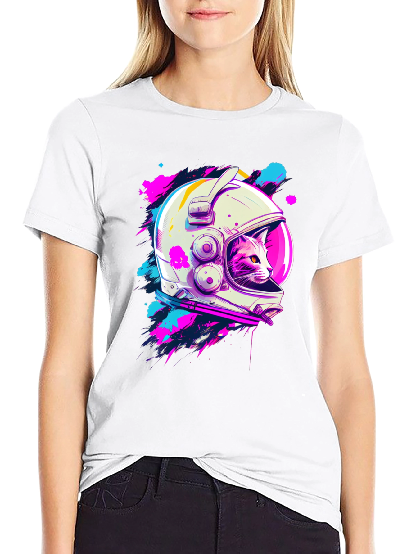 Astronaut Cat Graphic T-Shirt - Space Kitty Tee