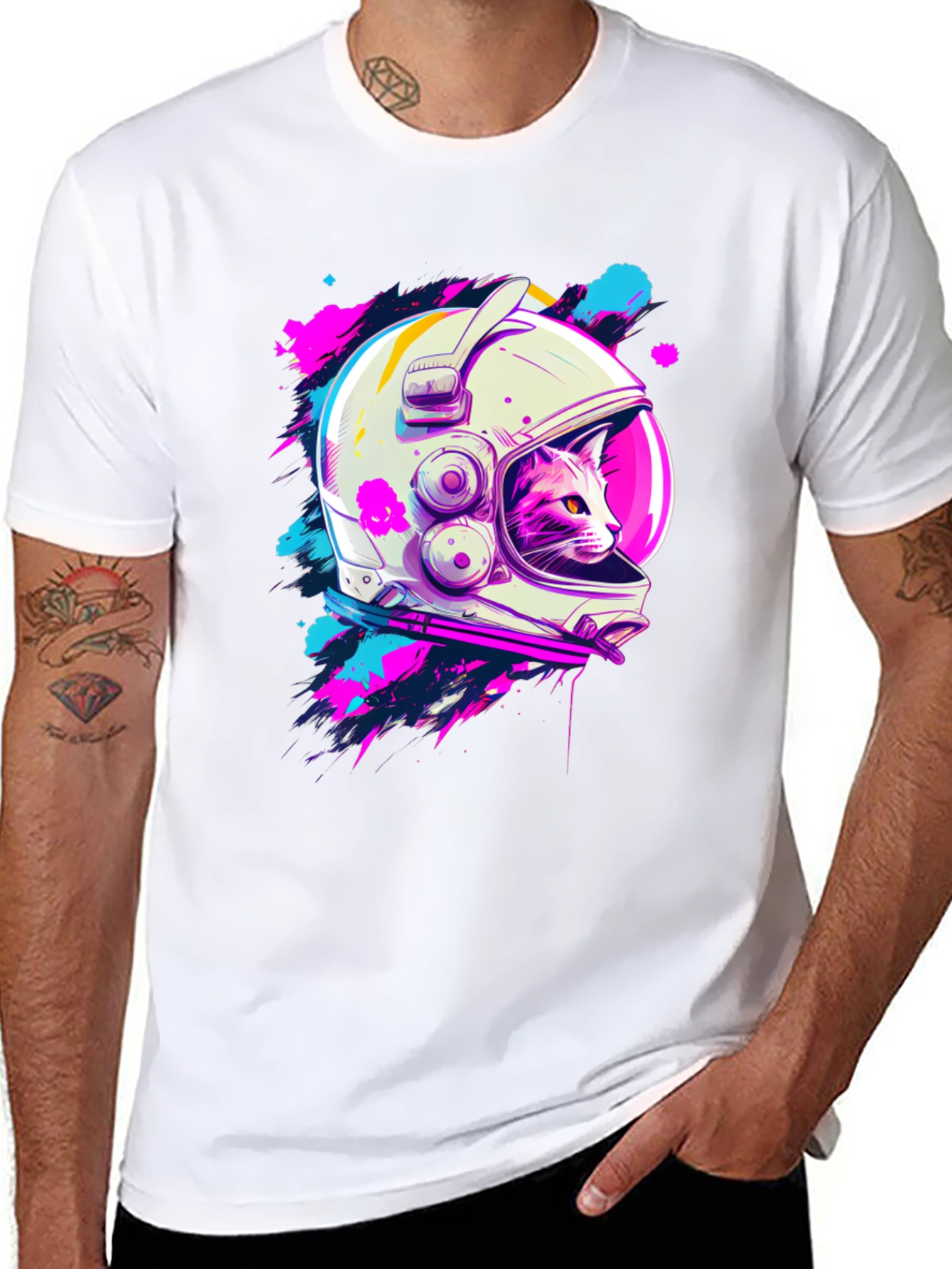 Astronaut Cat Graphic T-Shirt - Space Kitty Tee