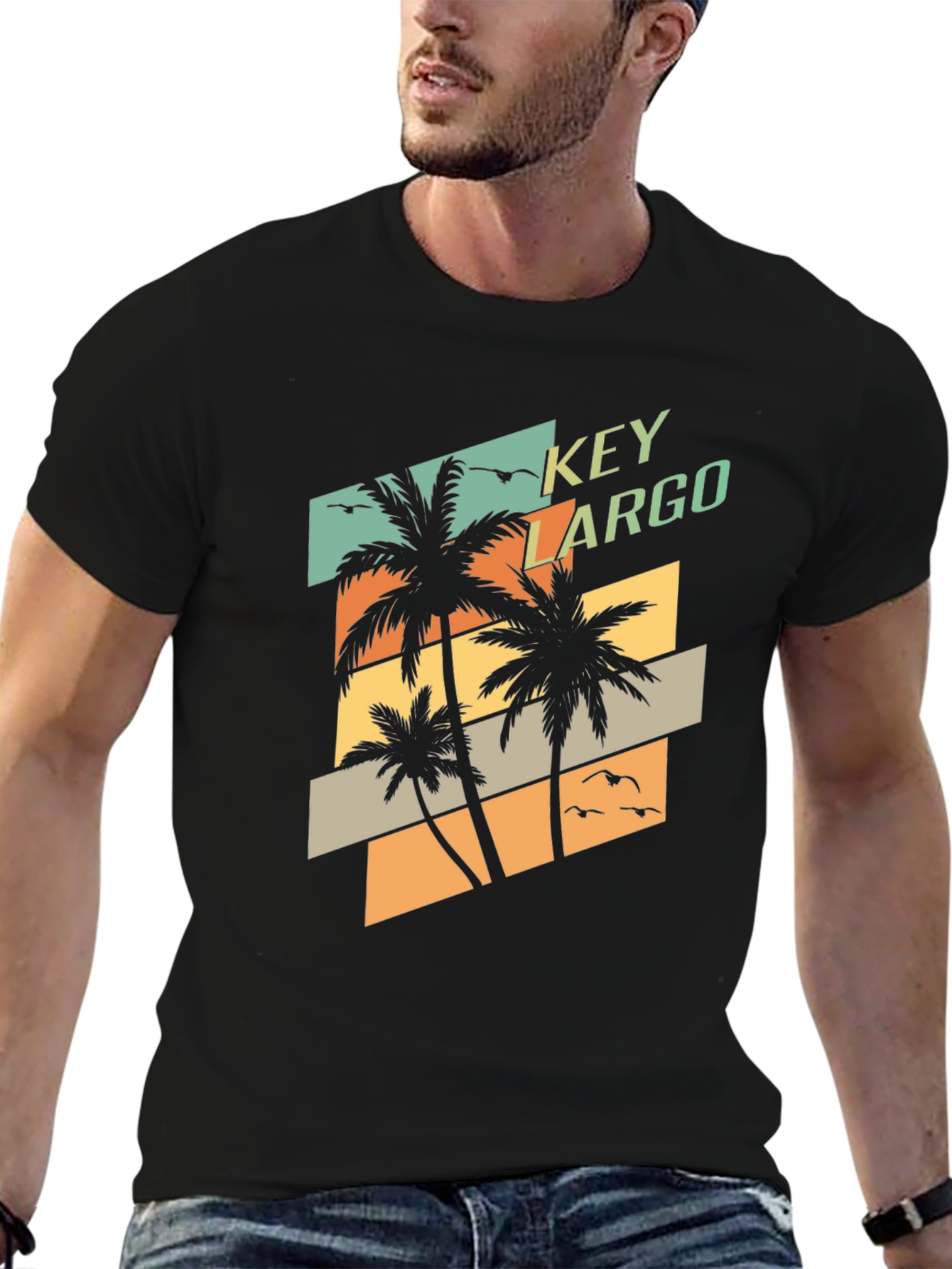 Key Largo Palm Tree T-Shirt - Retro Beach Vibes