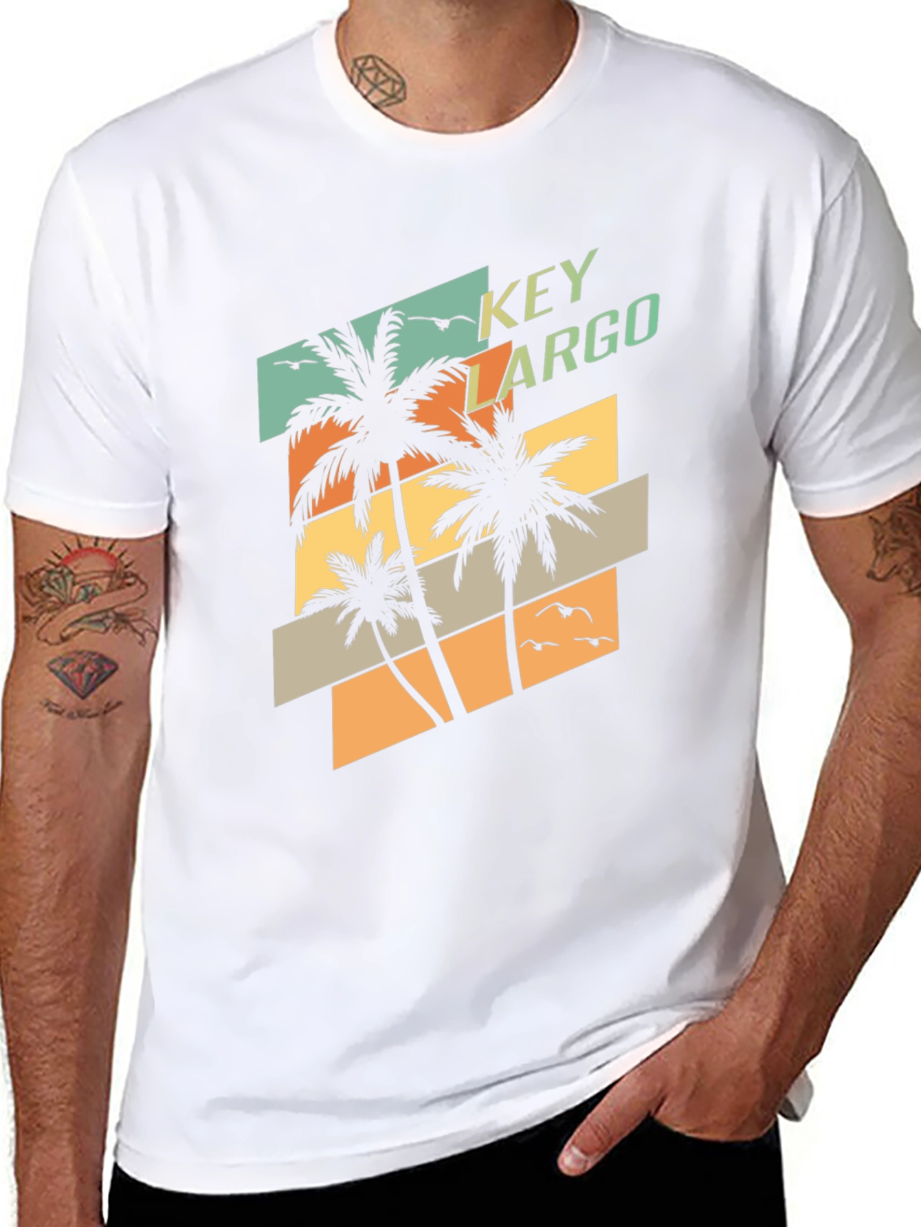 Key Largo Palm Tree T-Shirt - Retro Beach Vibes
