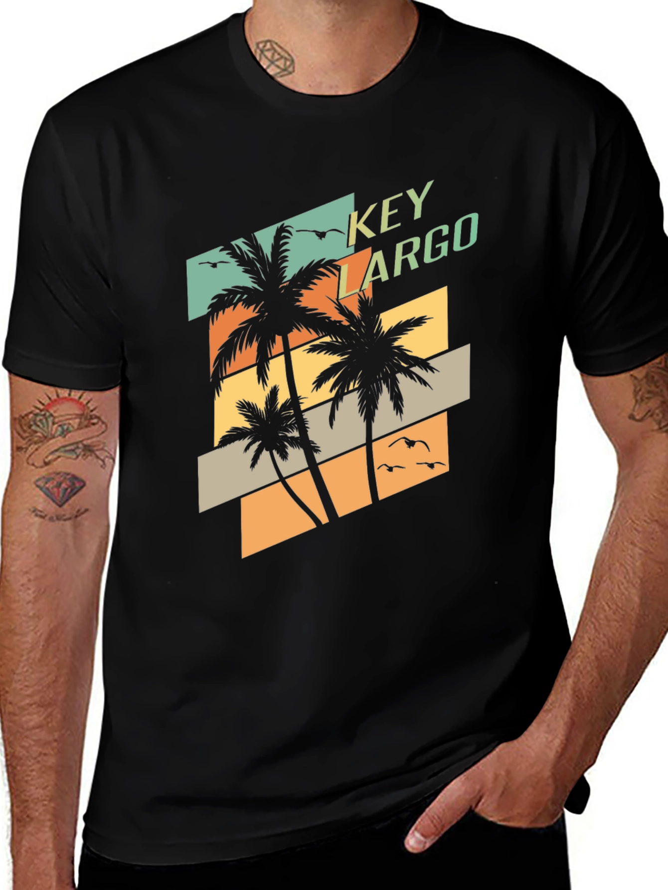 Key Largo Palm Tree T-Shirt - Retro Beach Vibes