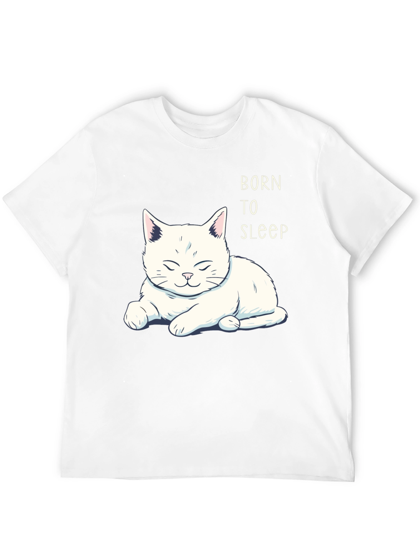 Born to Sleep Cat Graphic T-Shirt - Black