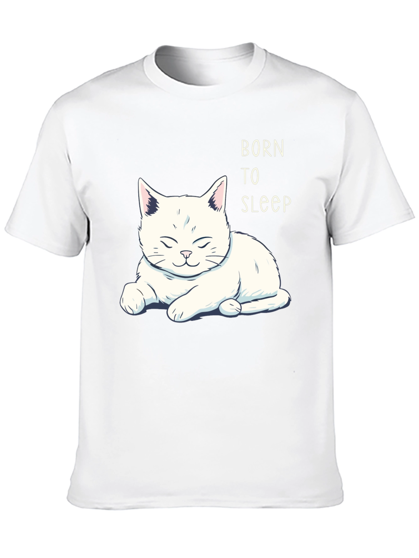 Born to Sleep Cat Graphic T-Shirt - Black