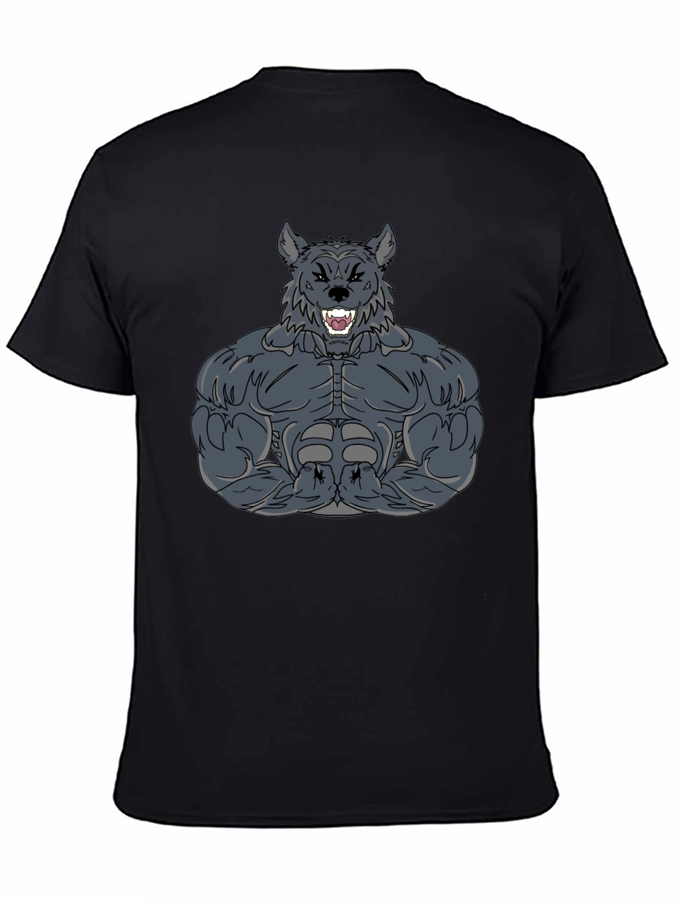 Muscled Werewolf Graphic T-Shirt - Black